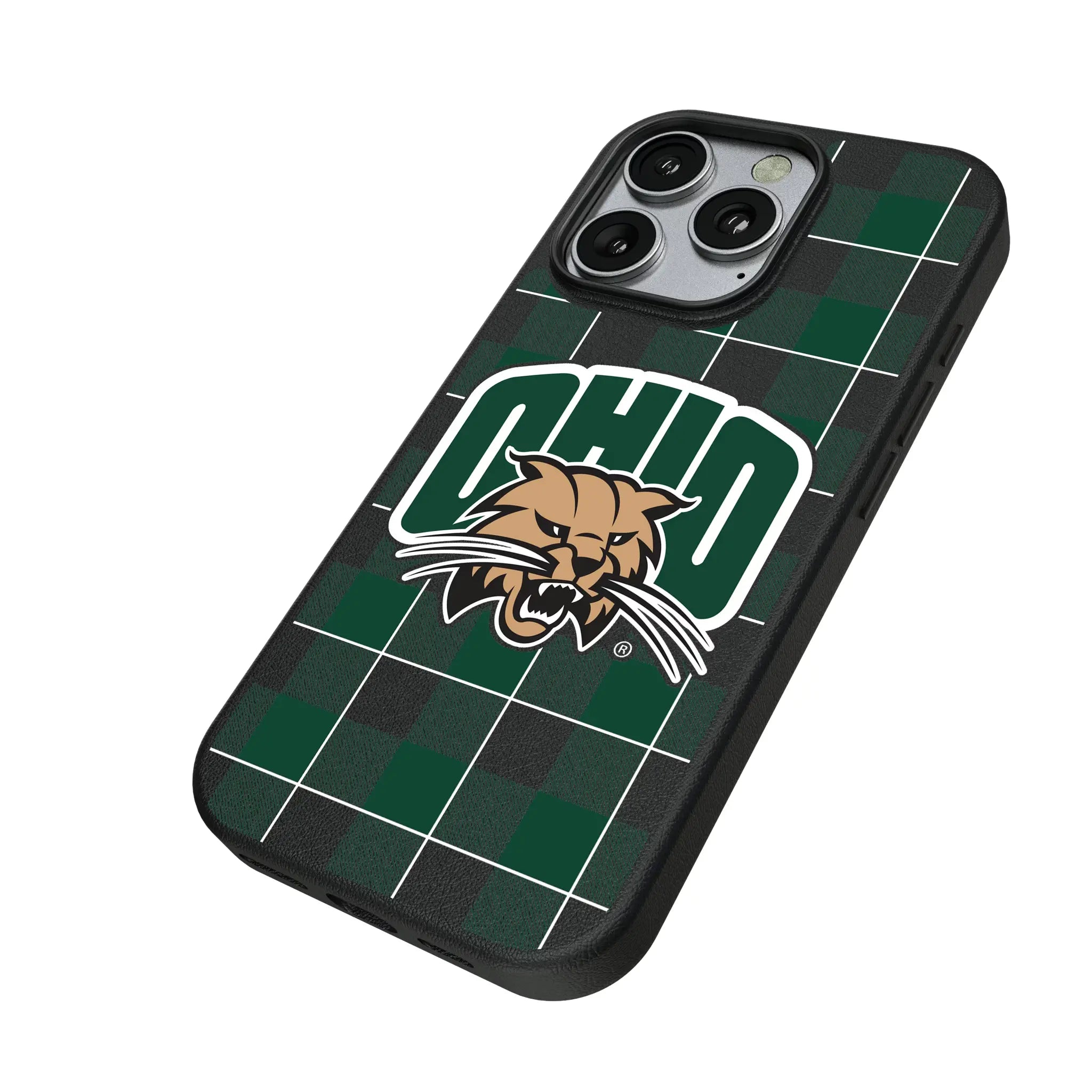 Ohio University Bobcats Plaid MagSafe Compatible Phone Case for Apple iPhone