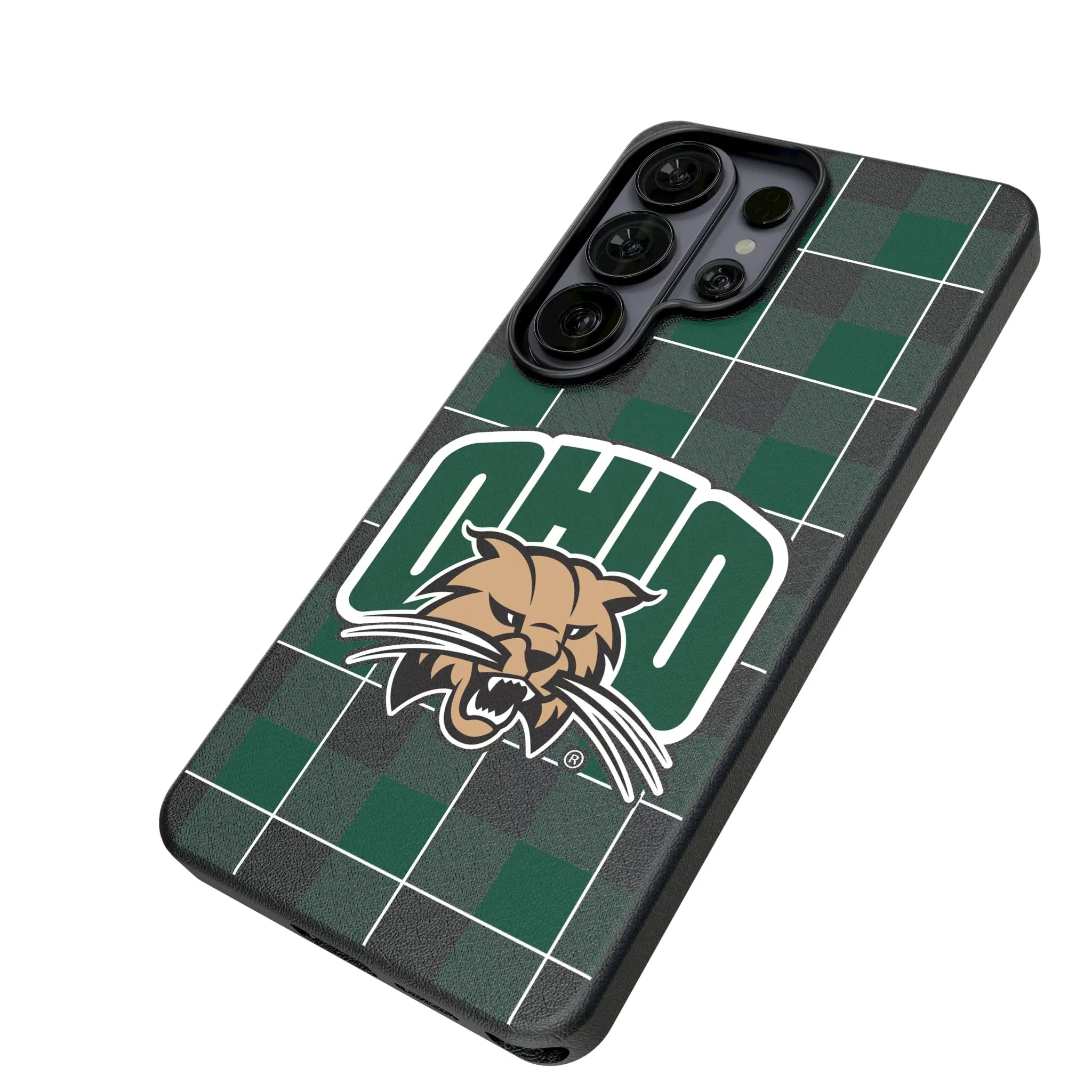 Ohio University Bobcats Plaid MagSafe Compatible Phone Case for Samsung Galaxy
