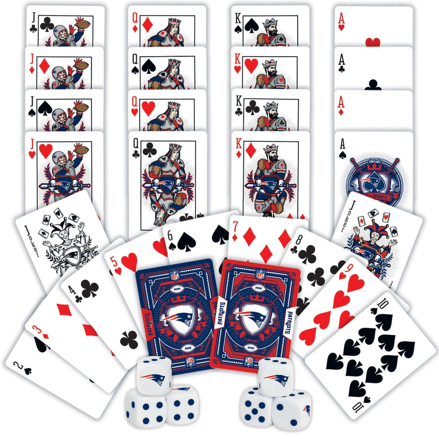 New England Patriots 2-Pack Playing Cards and Dice Set - Sports Gifts, Sports Memorabilia, Sports Collectibles, Fan Shop