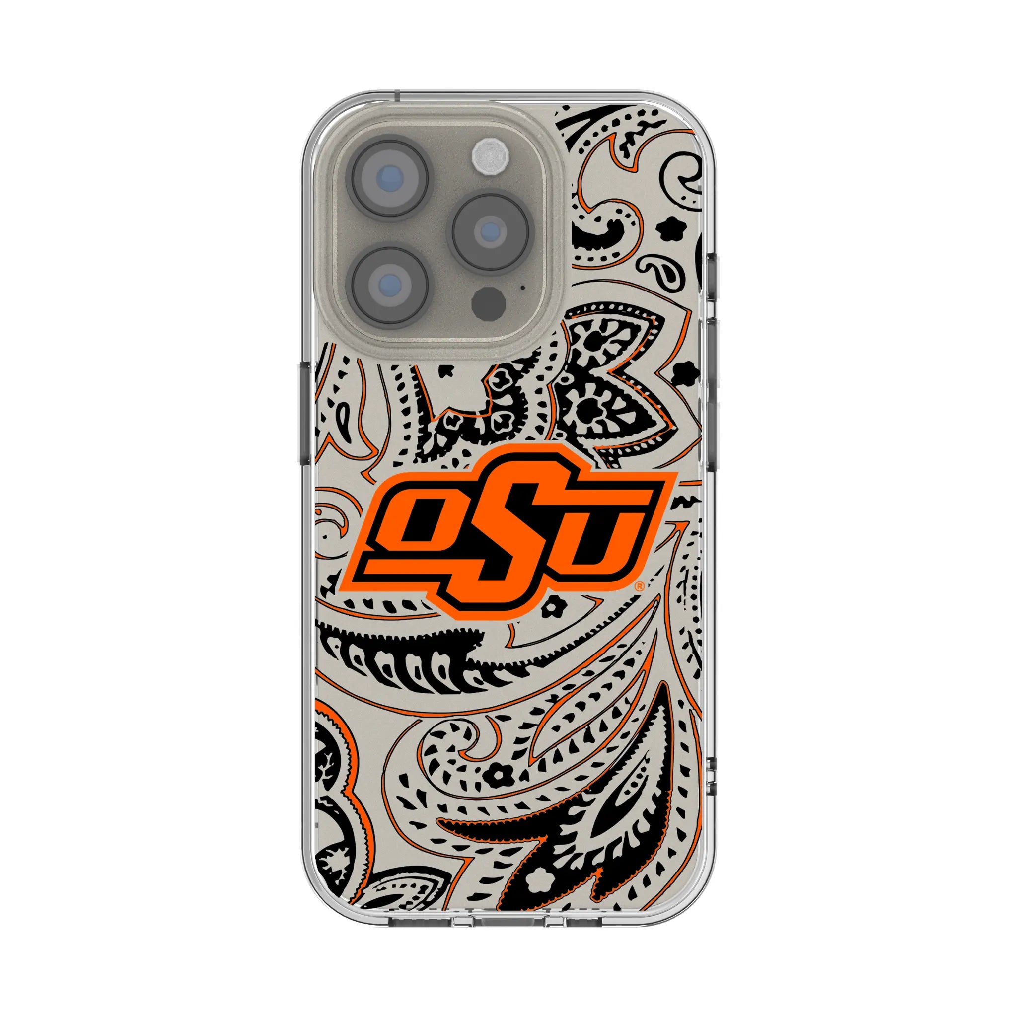 Oklahoma State University Cowboys Paisley Clear Phone Case for Apple iPhone