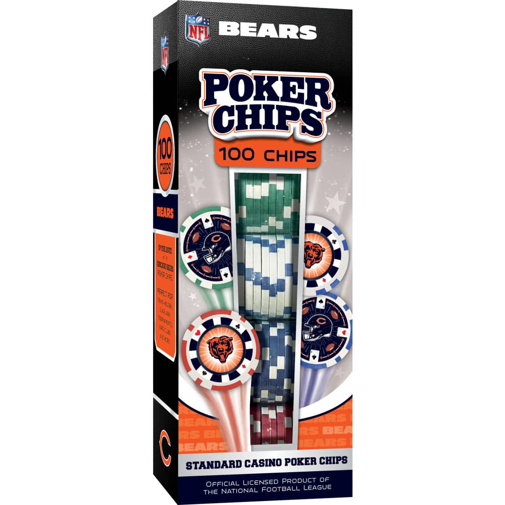 Chicago Bears 100 Piece Poker Chip Set - Sports Gifts, Sports Memorabilia, Sports Collectibles, Fan Shop