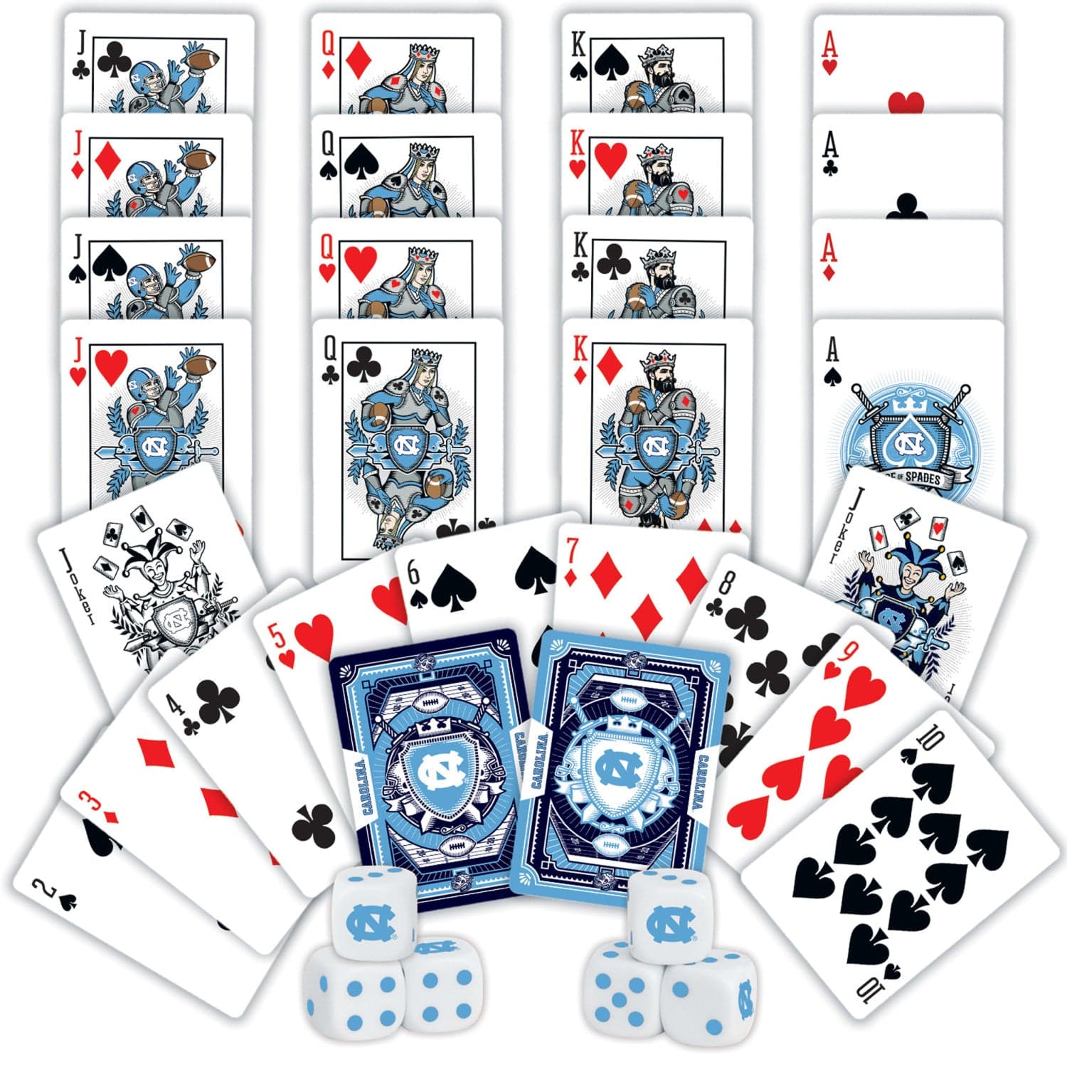 UNC Tar Heels 2-Pack Playing Cards and Dice Set - Sports Gifts, Sports Memorabilia, Sports Collectibles, Fan Shop