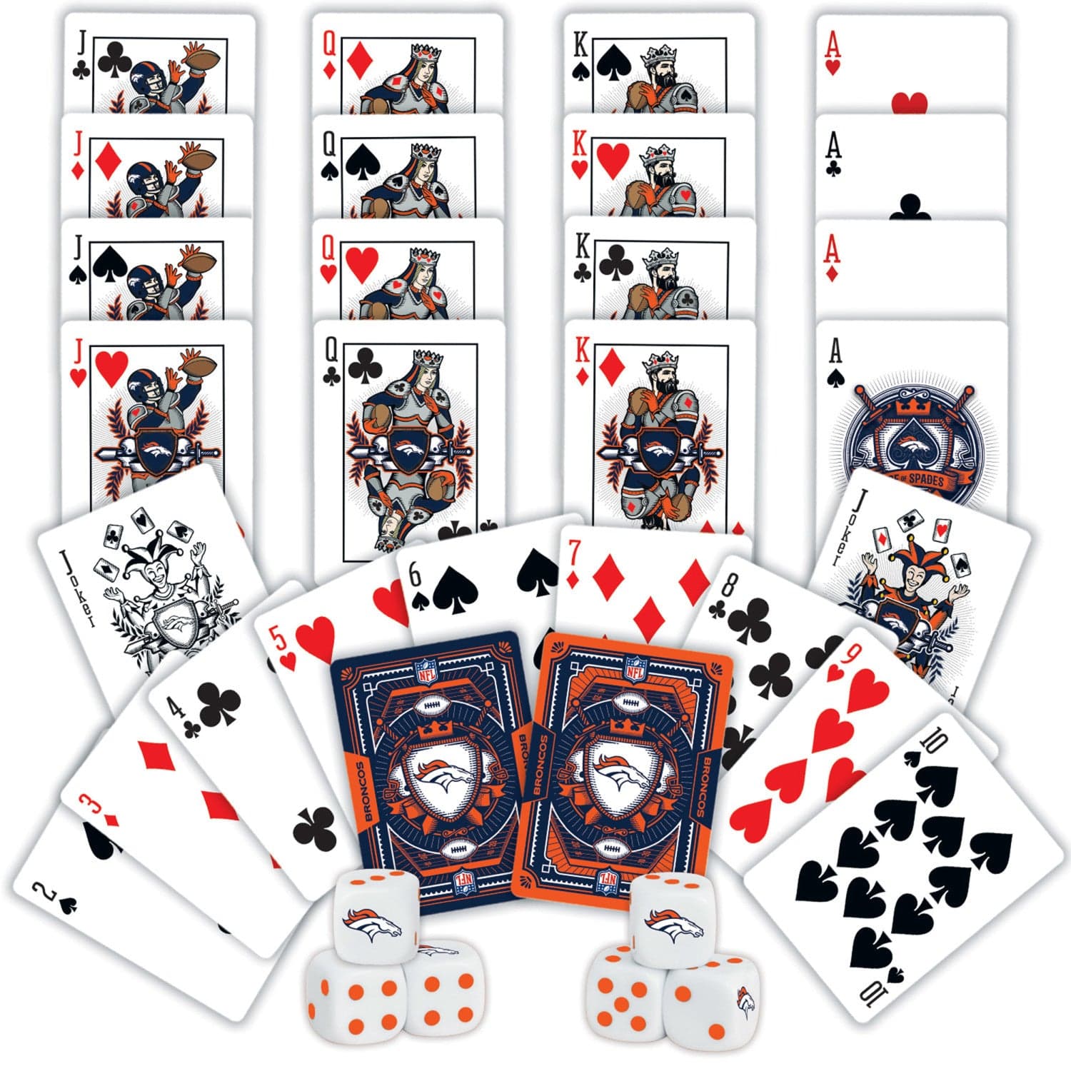 Denver Broncos 2-Pack Playing Cards & Dice Set