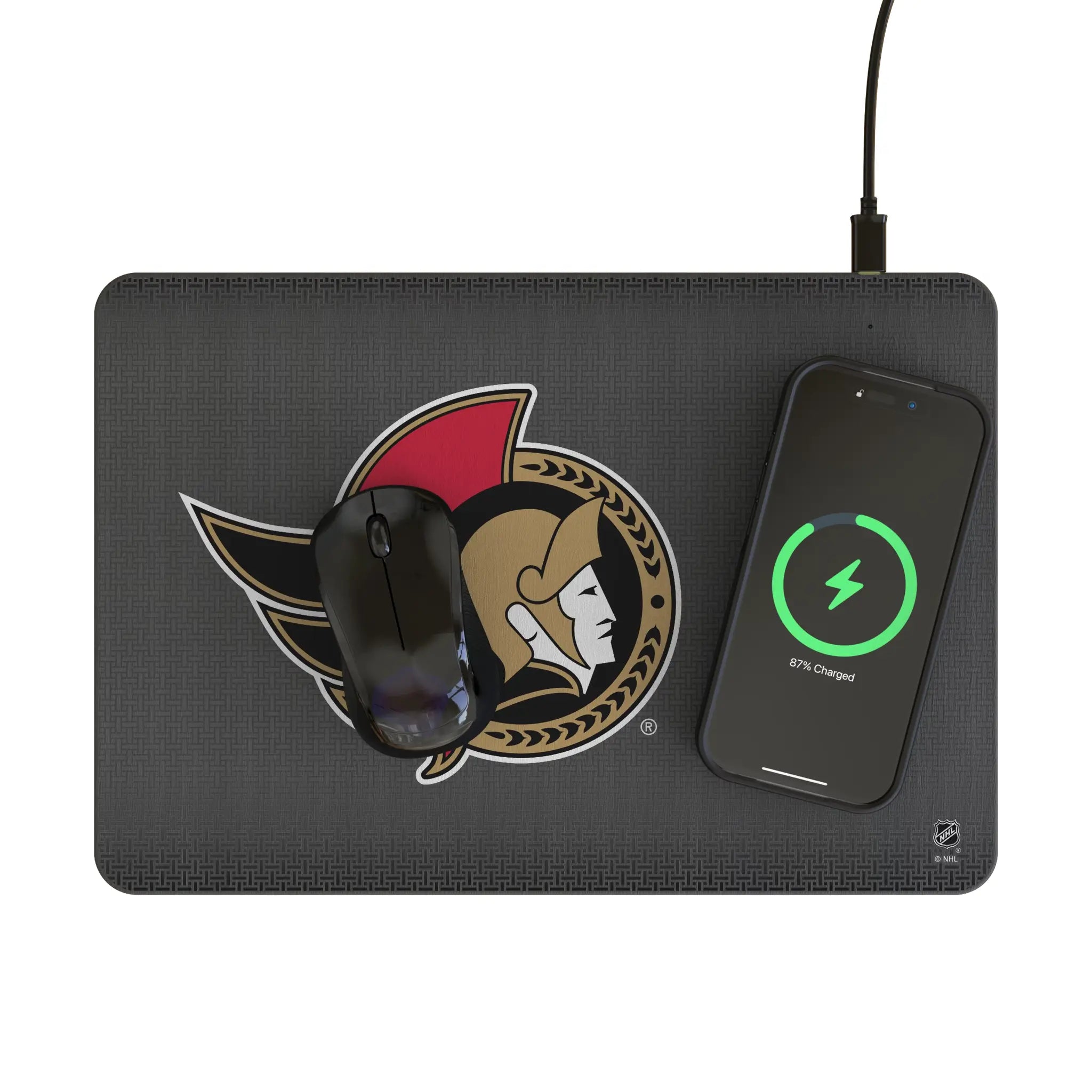 Ottawa Senators Linen 15-Watt Wireless Charger and Mouse Pad