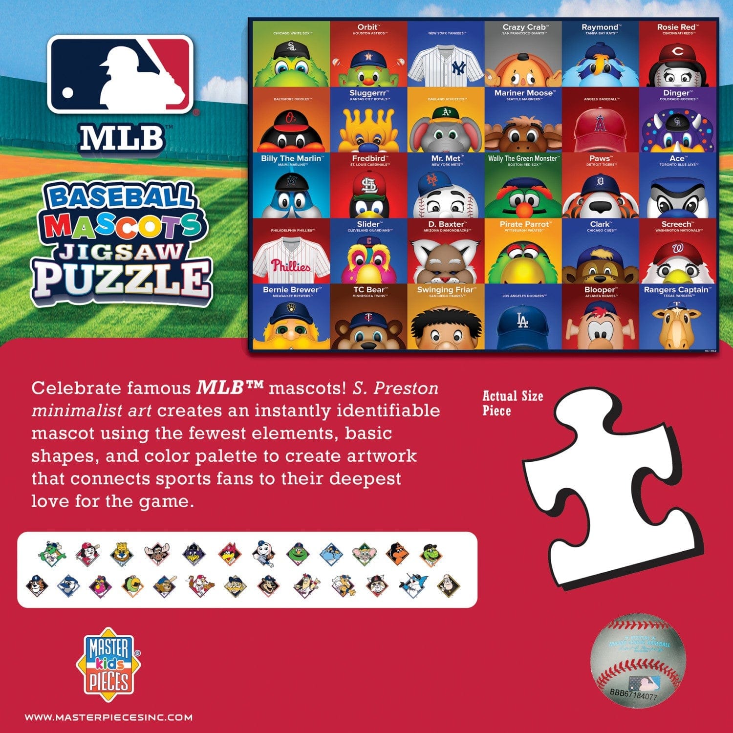 100-Piece Jigsaw Puzzle Featuring MLB Mascots - Sports Gifts, Sports Memorabilia, Sports Collectibles, Fan Shop