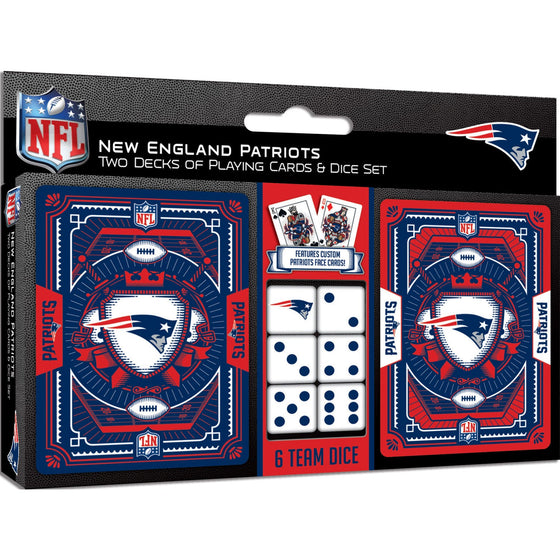 New England Patriots - 2-Pack Playing Cards & Dice Set - 757 Sports Collectibles