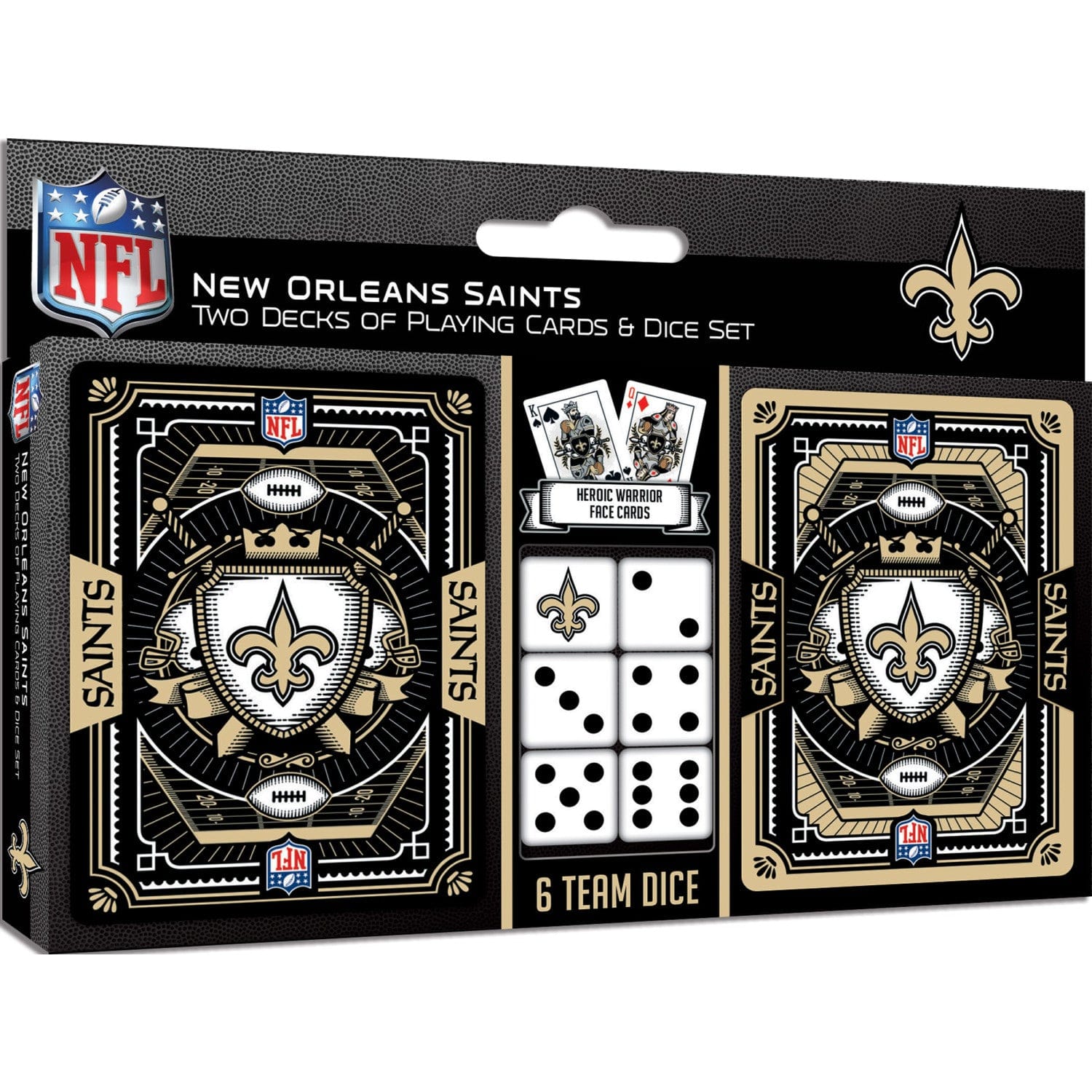New Orleans Saints 2-Pack Playing Cards and Dice Set - Sports Gifts, Sports Memorabilia, Sports Collectibles, Fan Shop