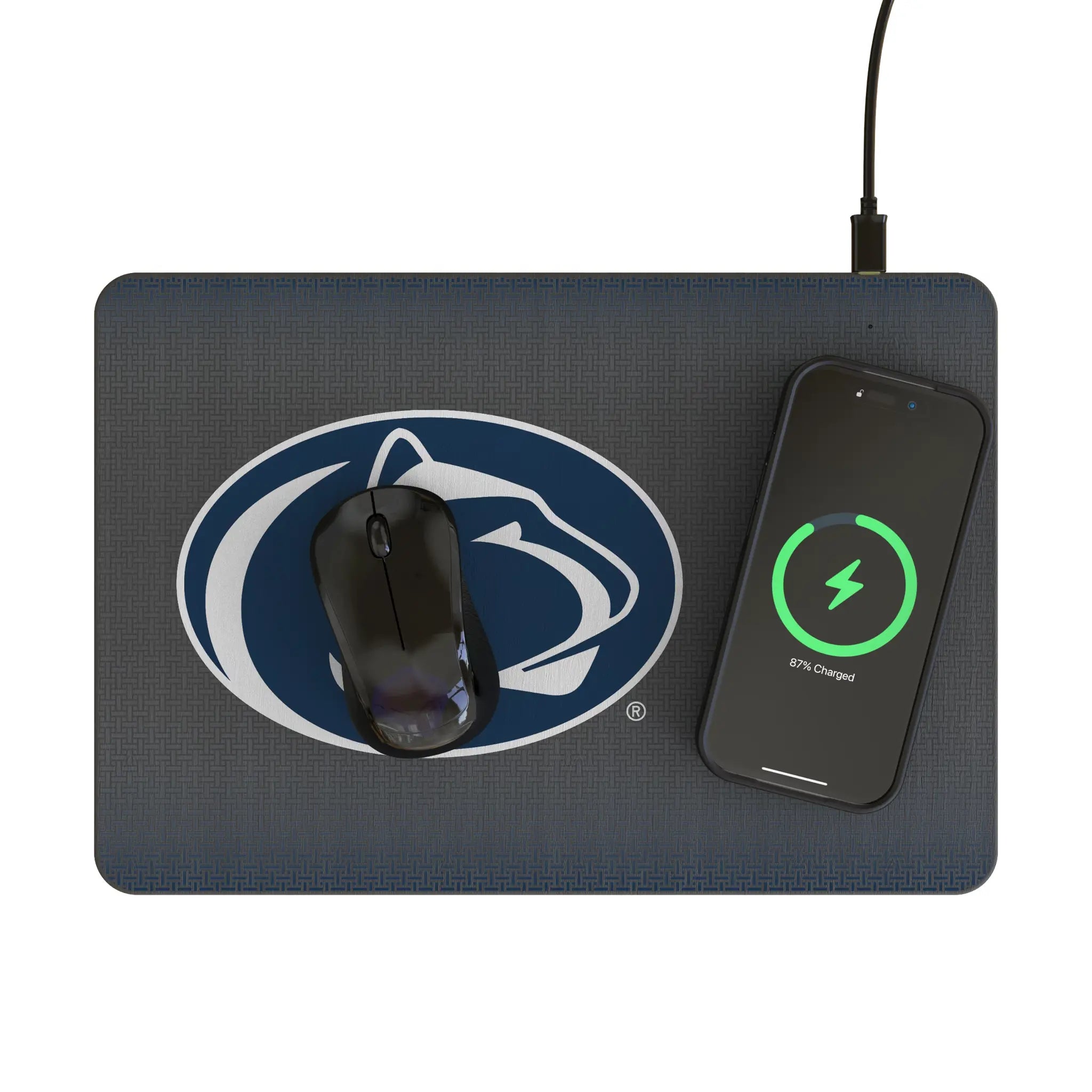 Pennsylvania State University Nittany Lions Linen 15-Watt Wireless Charger and Mouse Pad