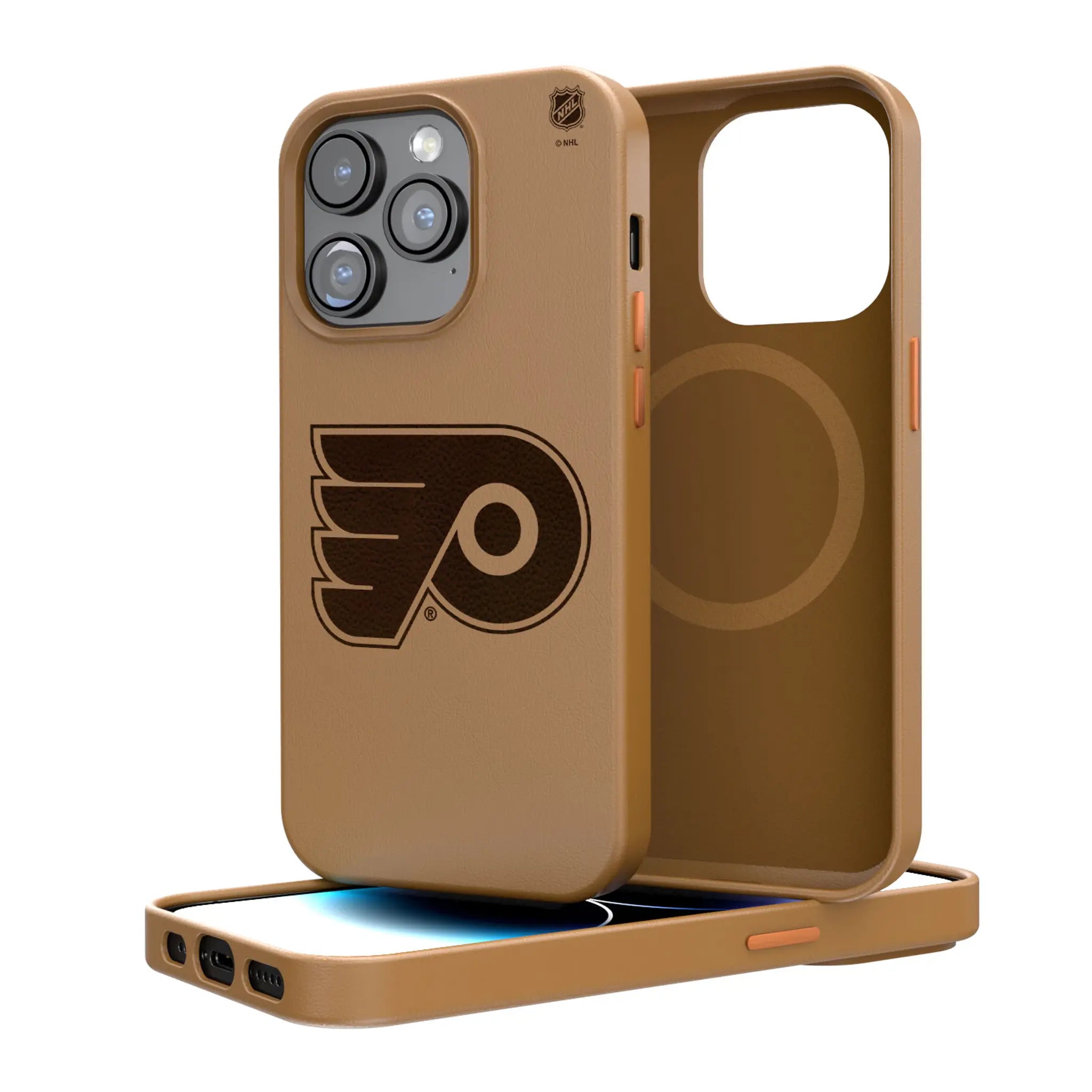 Philadelphia Flyers Woodburned Brown Magnetic Case