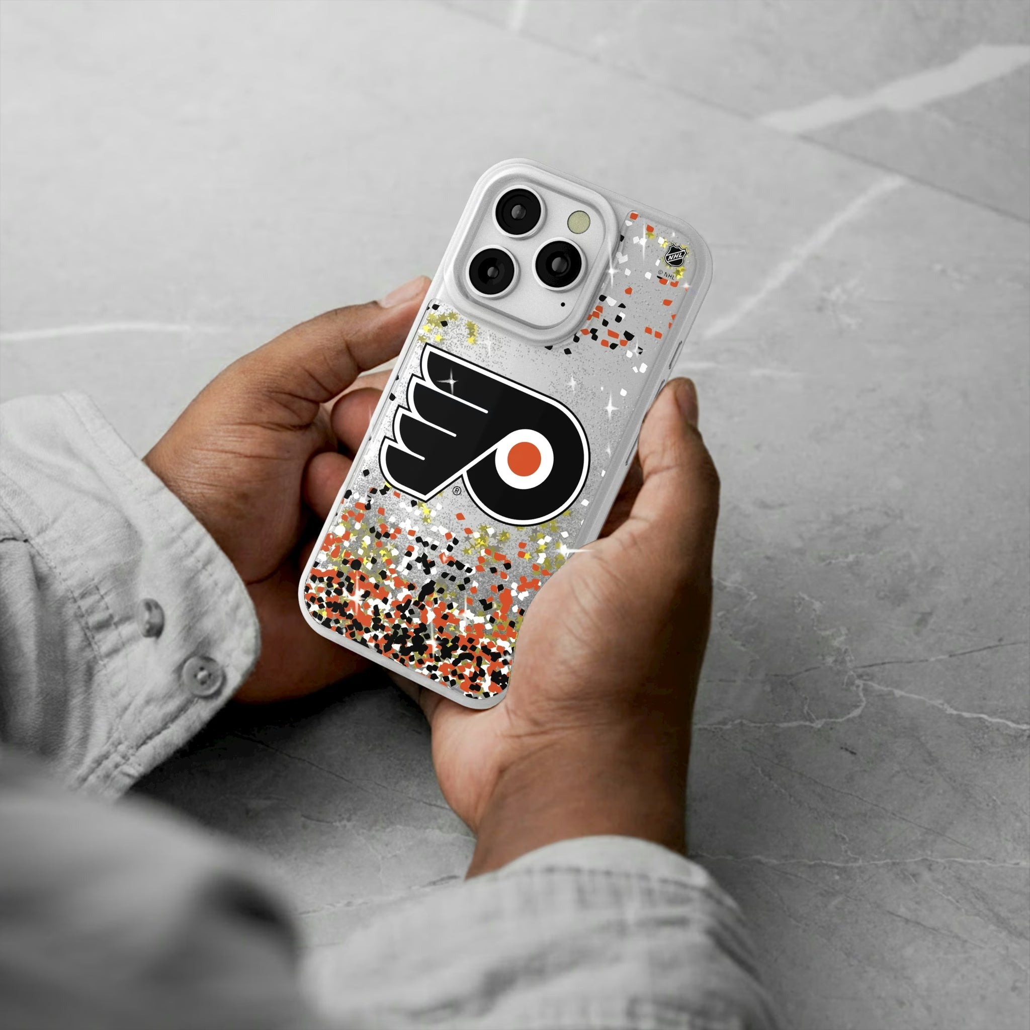Philadelphia Flyers Confetti Glitter Phone Case - Sports Gifts, Sports Memorabilia, Sports Collectibles, Fan Shop