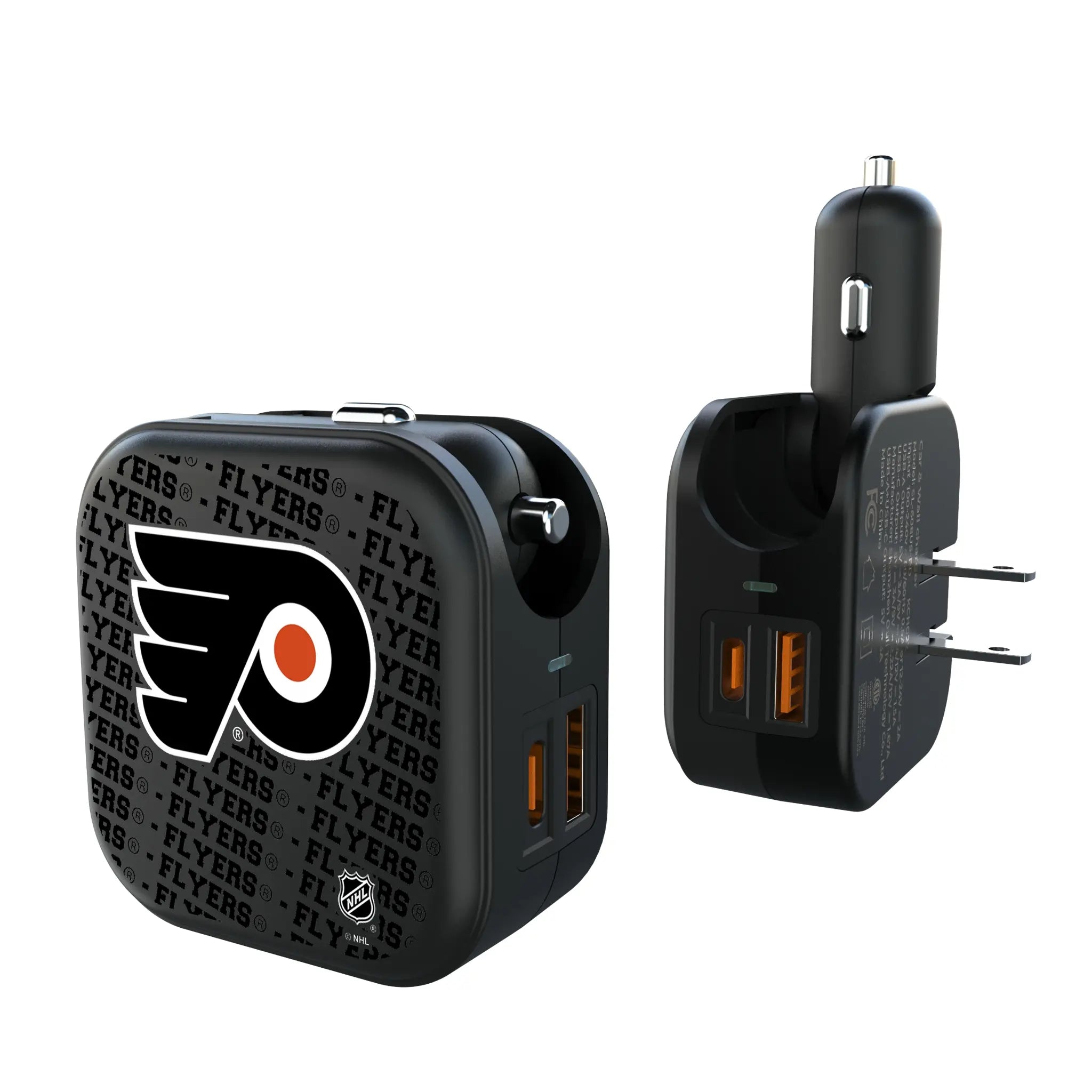 Philadelphia Flyers Text Backdrop 2 in 1 USB A/C Charger