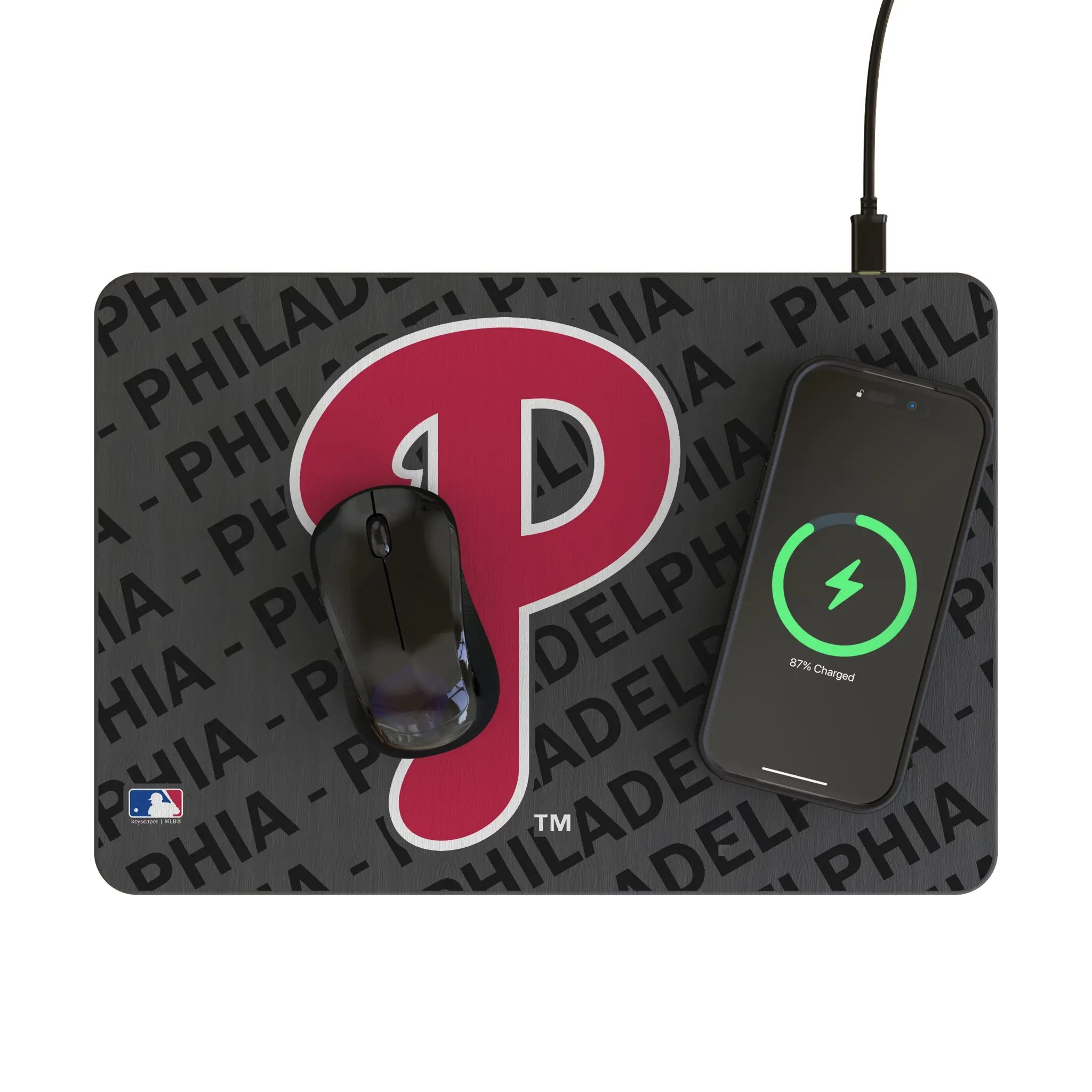 Philadelphia Phillies Monocolor Tilt 15-Watt Wireless Charger and Mouse Pad