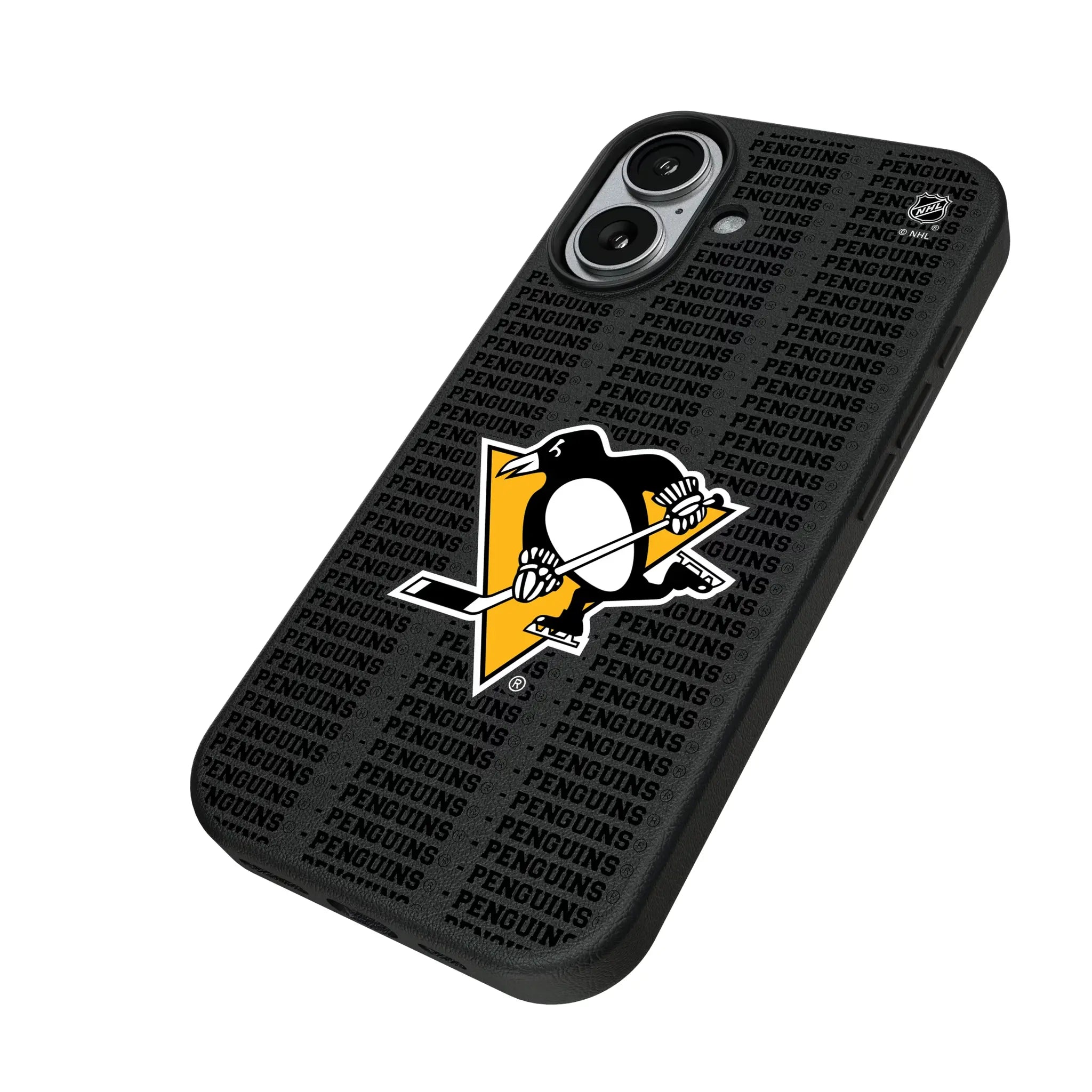 Pittsburgh Penguins Text Backdrop MagSafe Compatible Phone Case for Apple iPhone