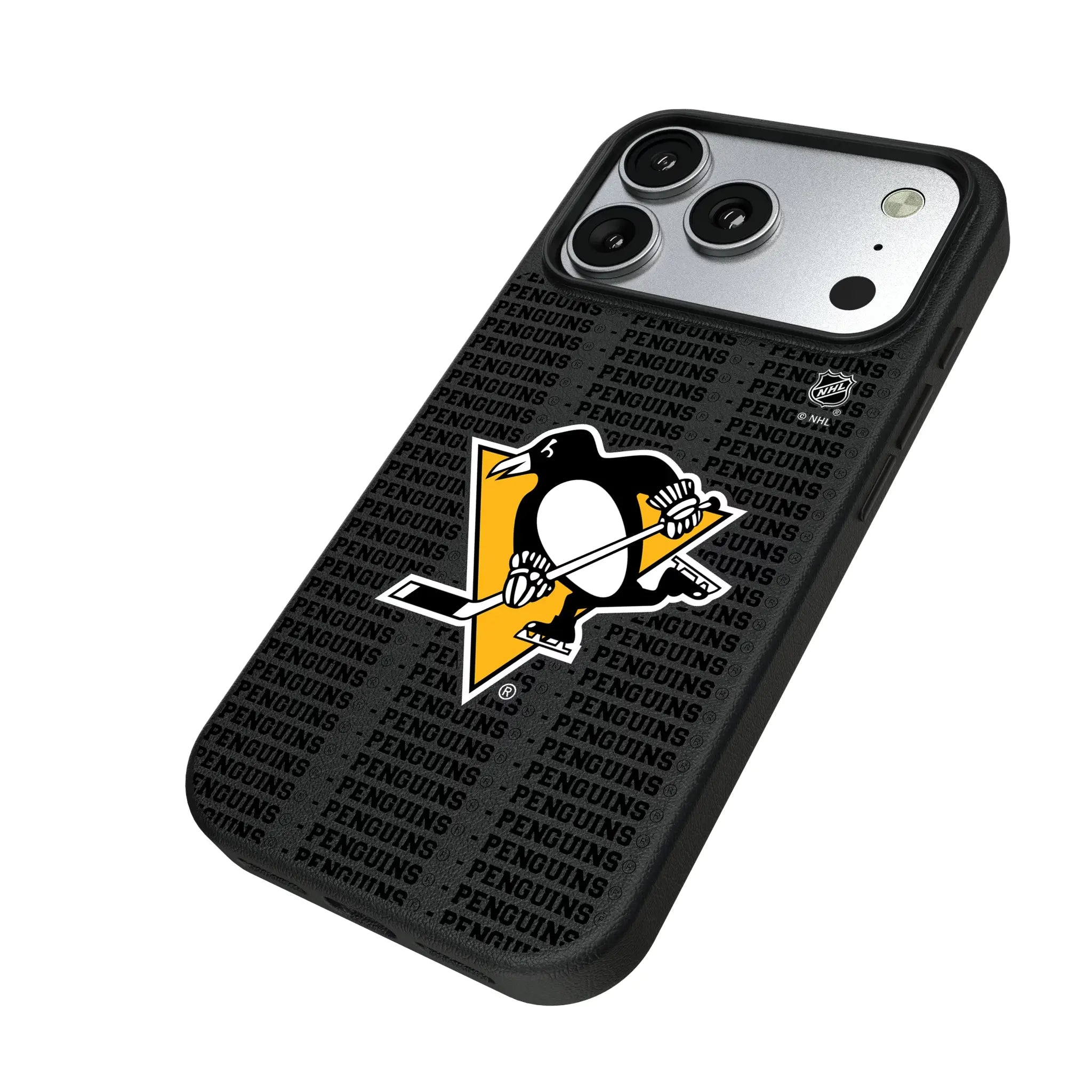 Pittsburgh Penguins Text Backdrop MagSafe Compatible Phone Case for Apple iPhone