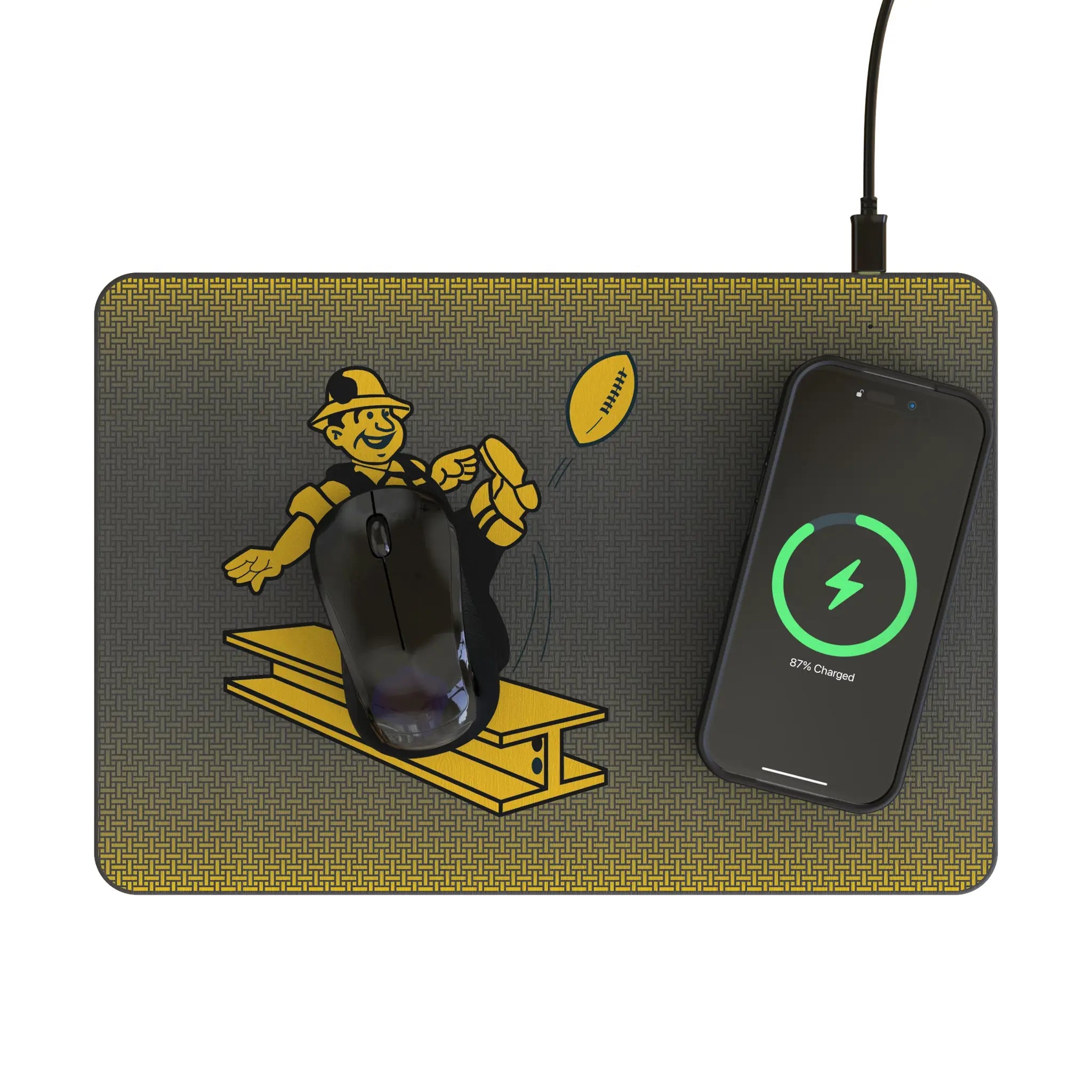 Pittsburgh Steelers 1961 Historic Collection Linen 15-Watt Wireless Charger and Mouse Pad
