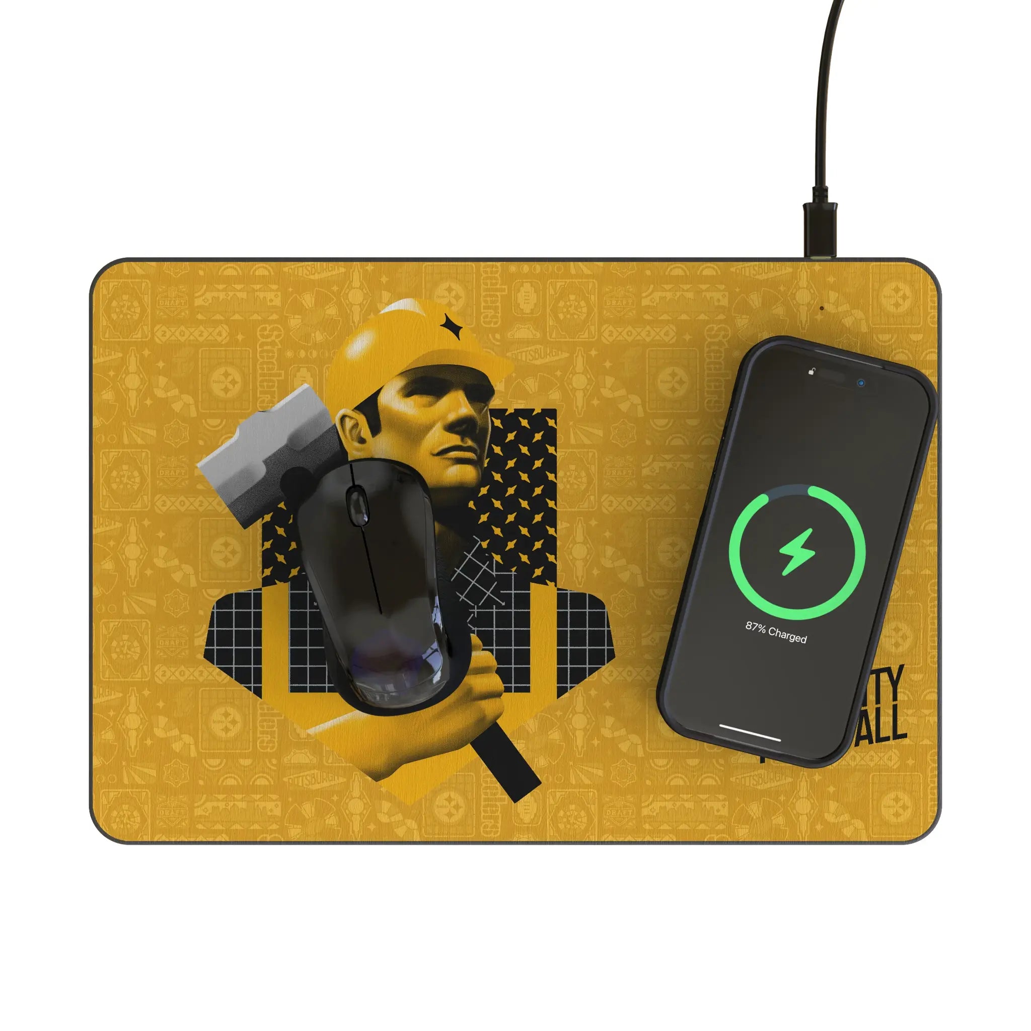 Pittsburgh Steelers 2024 Edition 15-Watt Wireless Charger and Mouse Pad