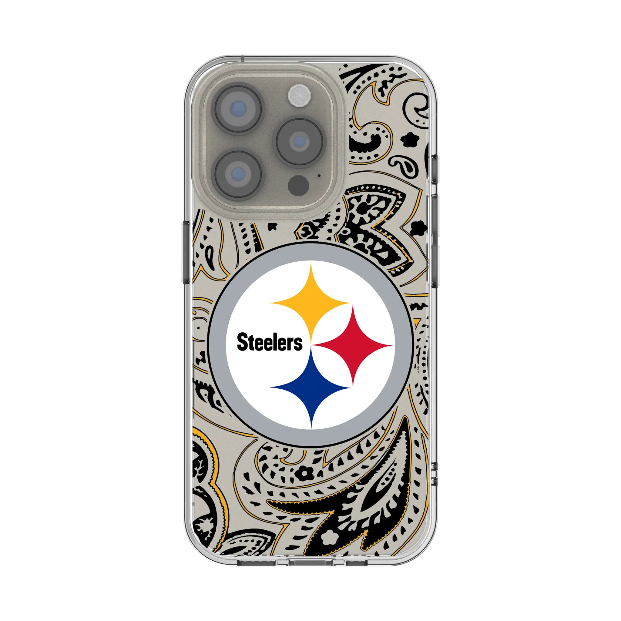 Pittsburgh Steelers Paisley Clear Phone Case for Apple iPhone