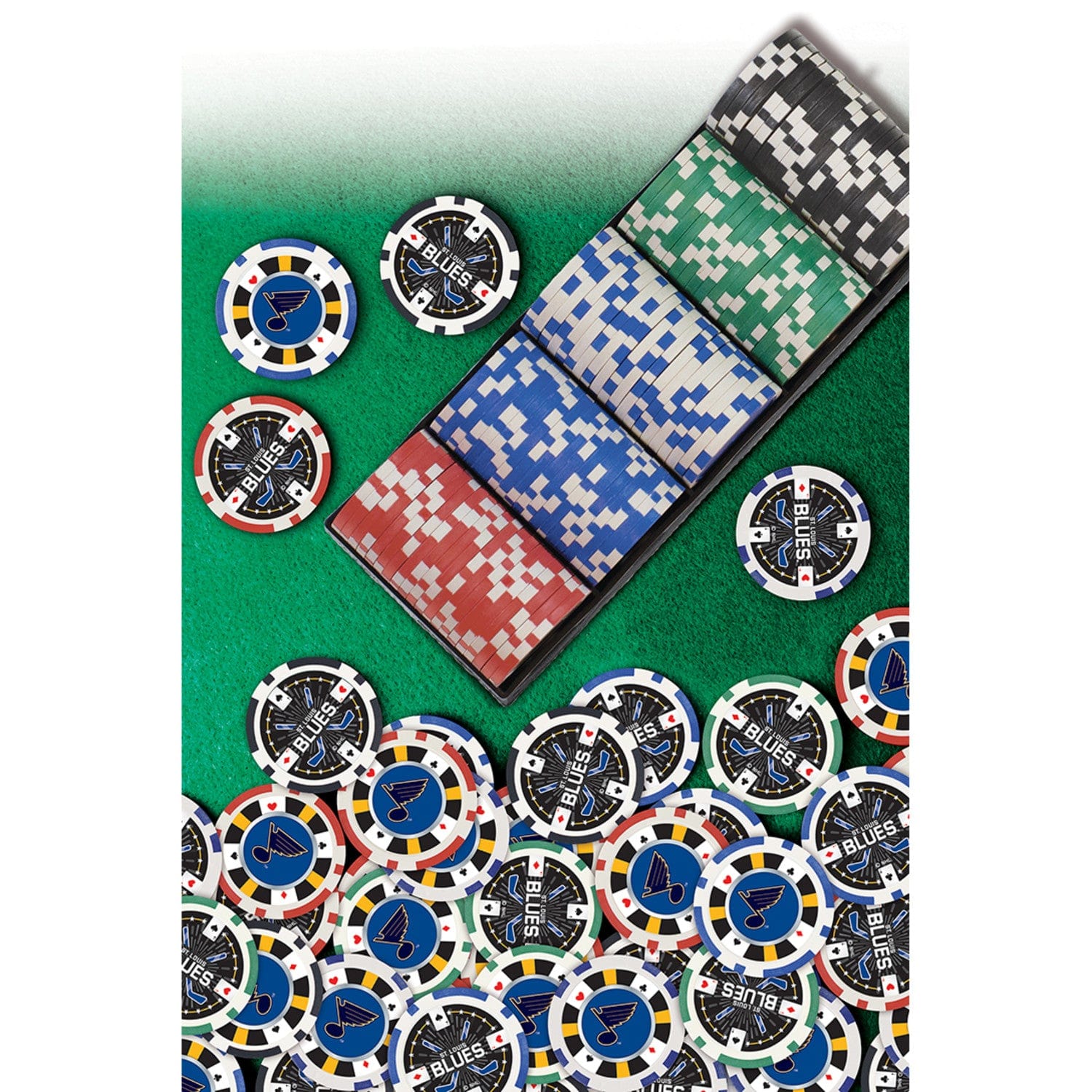 St. Louis Blues 100 Piece Poker Chip Set - Sports Gifts, Sports Memorabilia, Sports Collectibles, Fan Shop