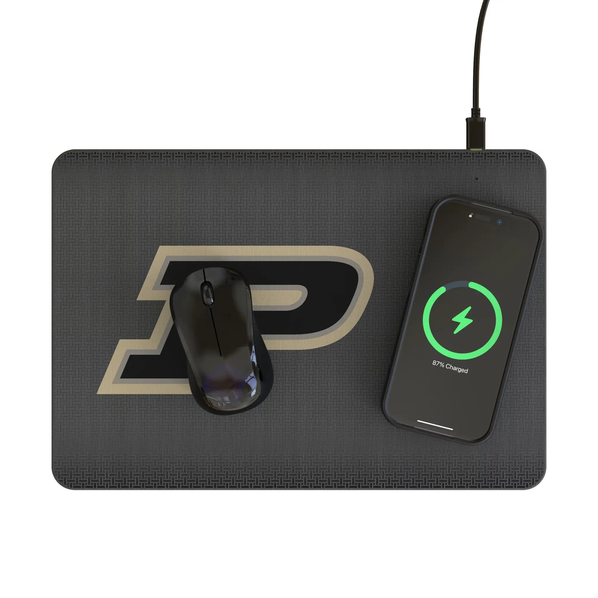 Purdue University Boilermakers Linen 15-Watt Wireless Charger and Mouse Pad
