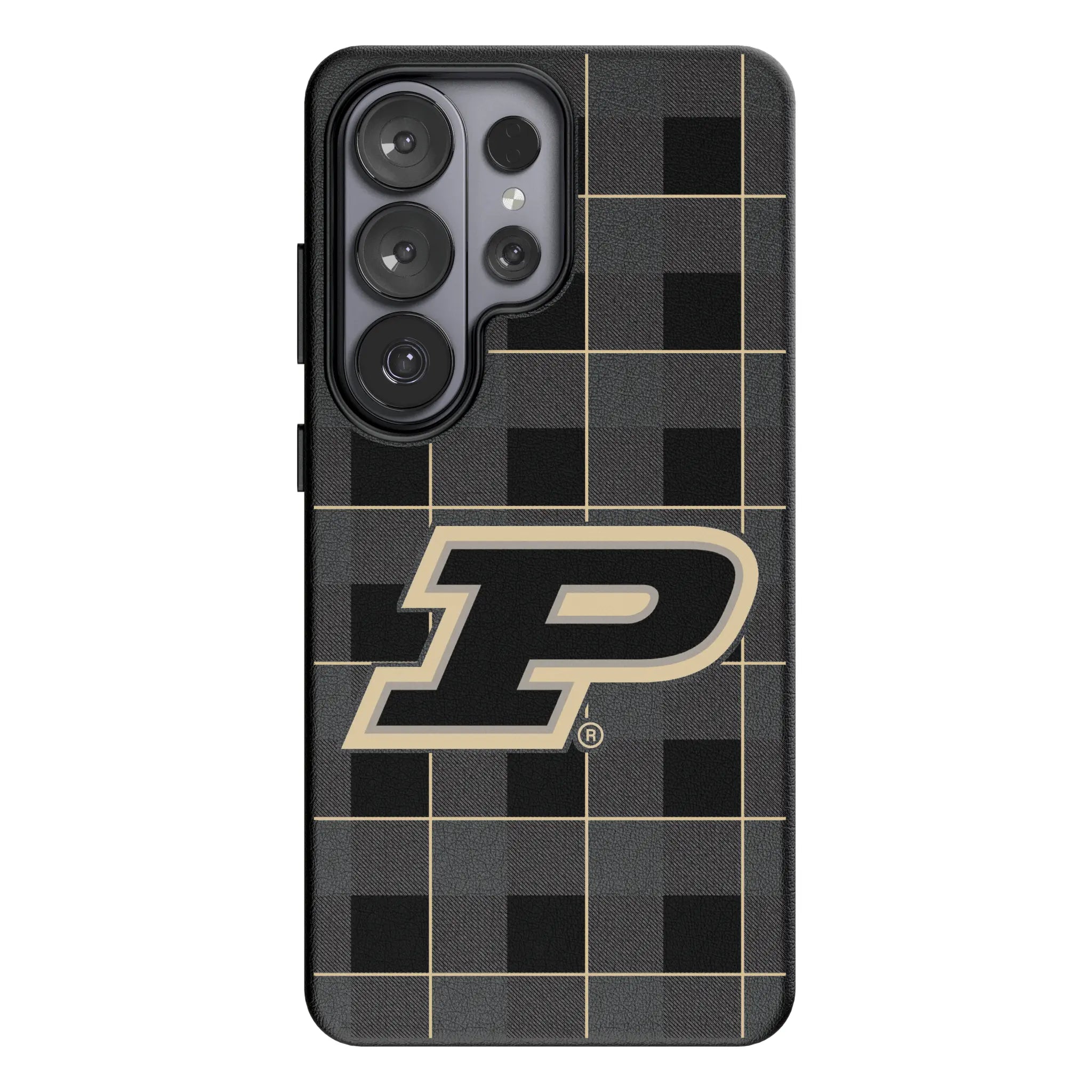 Purdue University Boilermakers Plaid MagSafe Compatible Phone Case for Samsung Galaxy