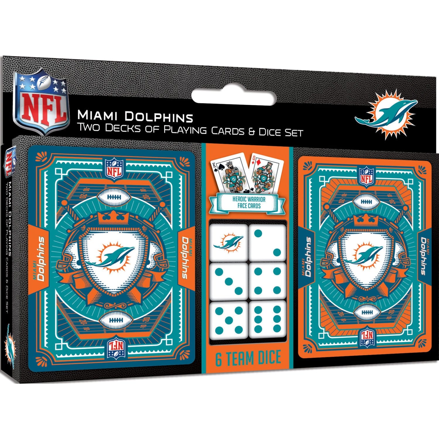 Miami Dolphins 2-Pack Playing Cards and Dice Set - Sports Gifts, Sports Memorabilia, Sports Collectibles, Fan Shop