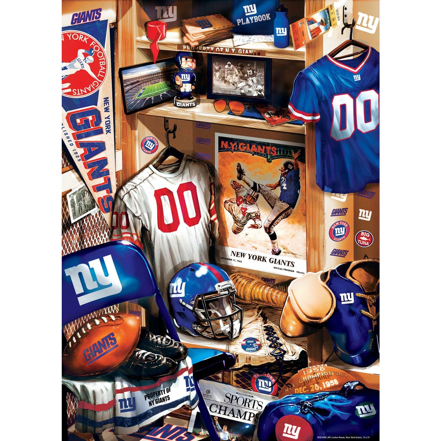 New York Giants Locker Room 500 Piece Jigsaw Puzzle - Sports Gifts, Sports Memorabilia, Sports Collectibles, Fan Shop