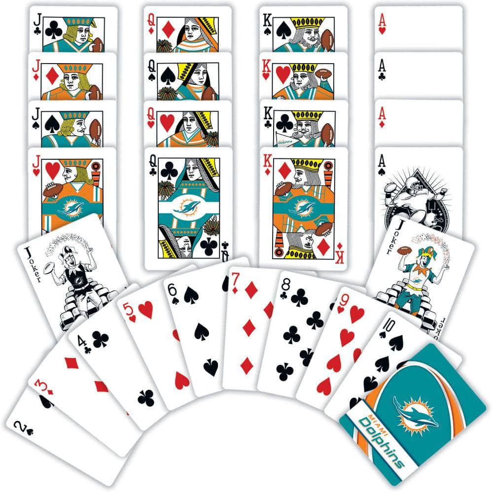 Miami Dolphins Playing Cards - 54-Card Deck for Fans - Sports Gifts, Sports Memorabilia, Sports Collectibles, Fan Shop
