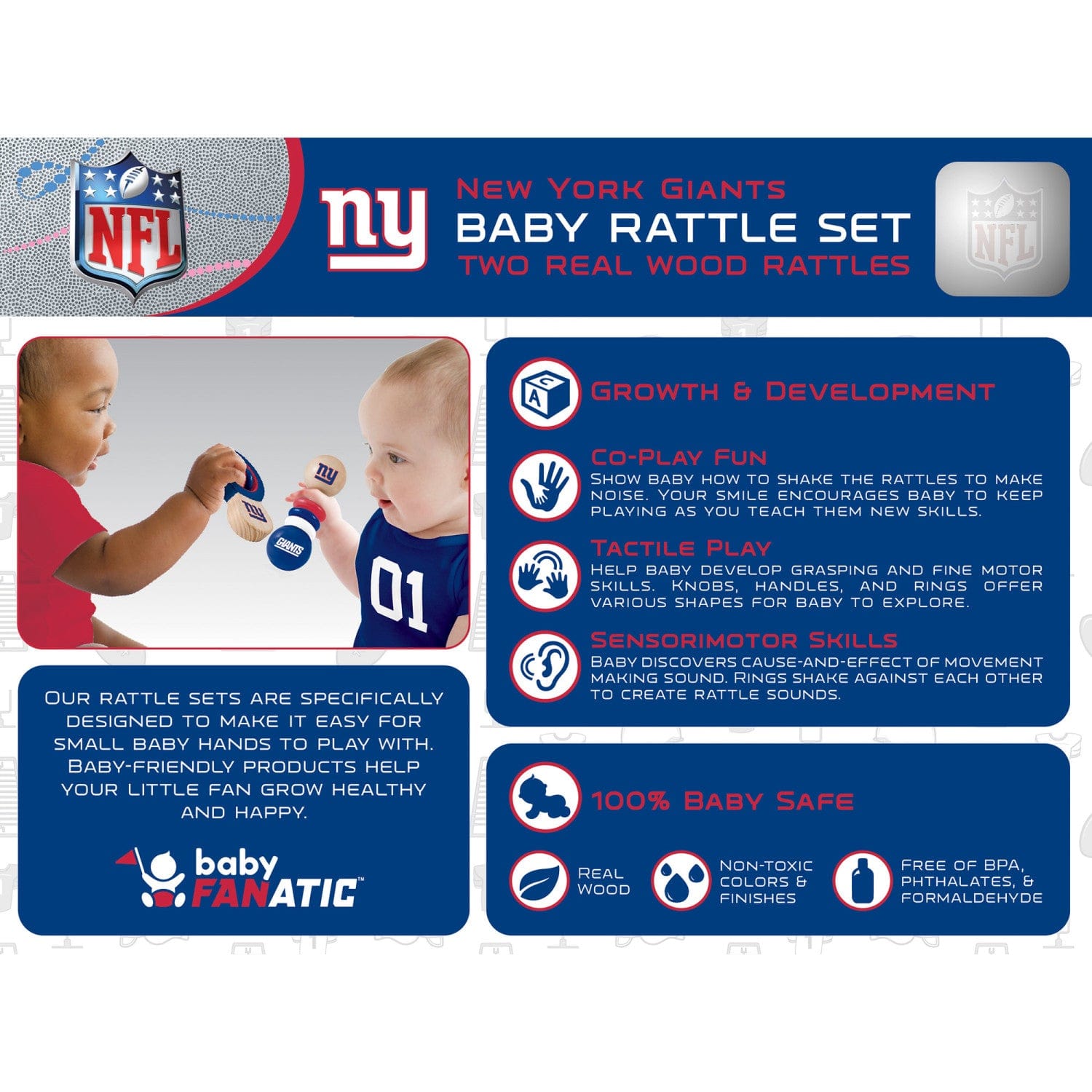 New York Giants Baby Rattles 2-Pack - Sports Gifts, Sports Memorabilia, Sports Collectibles, Fan Shop