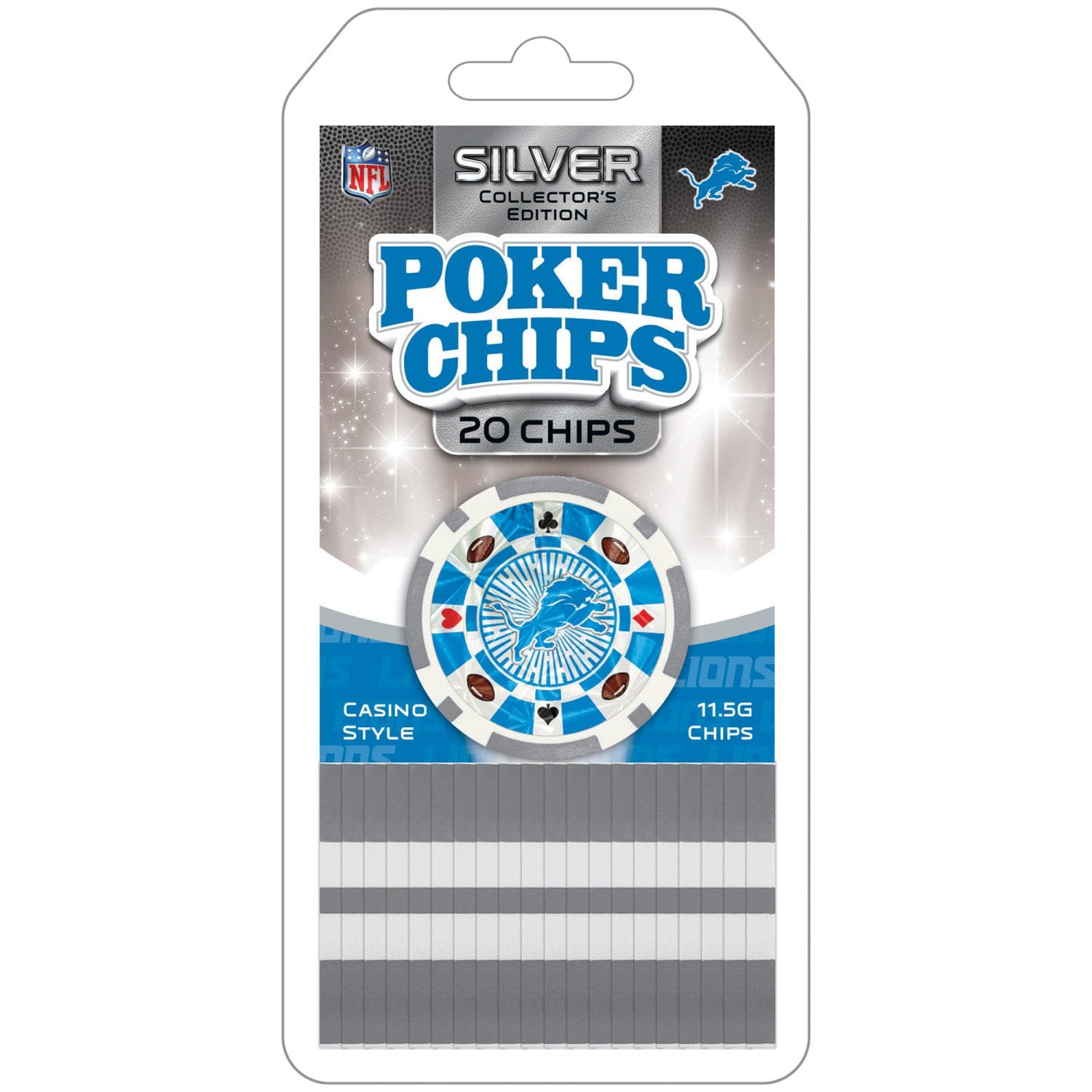 Detroit Lions 20 Piece Poker Chip Set - Sports Gifts, Sports Memorabilia, Sports Collectibles, Fan Shop