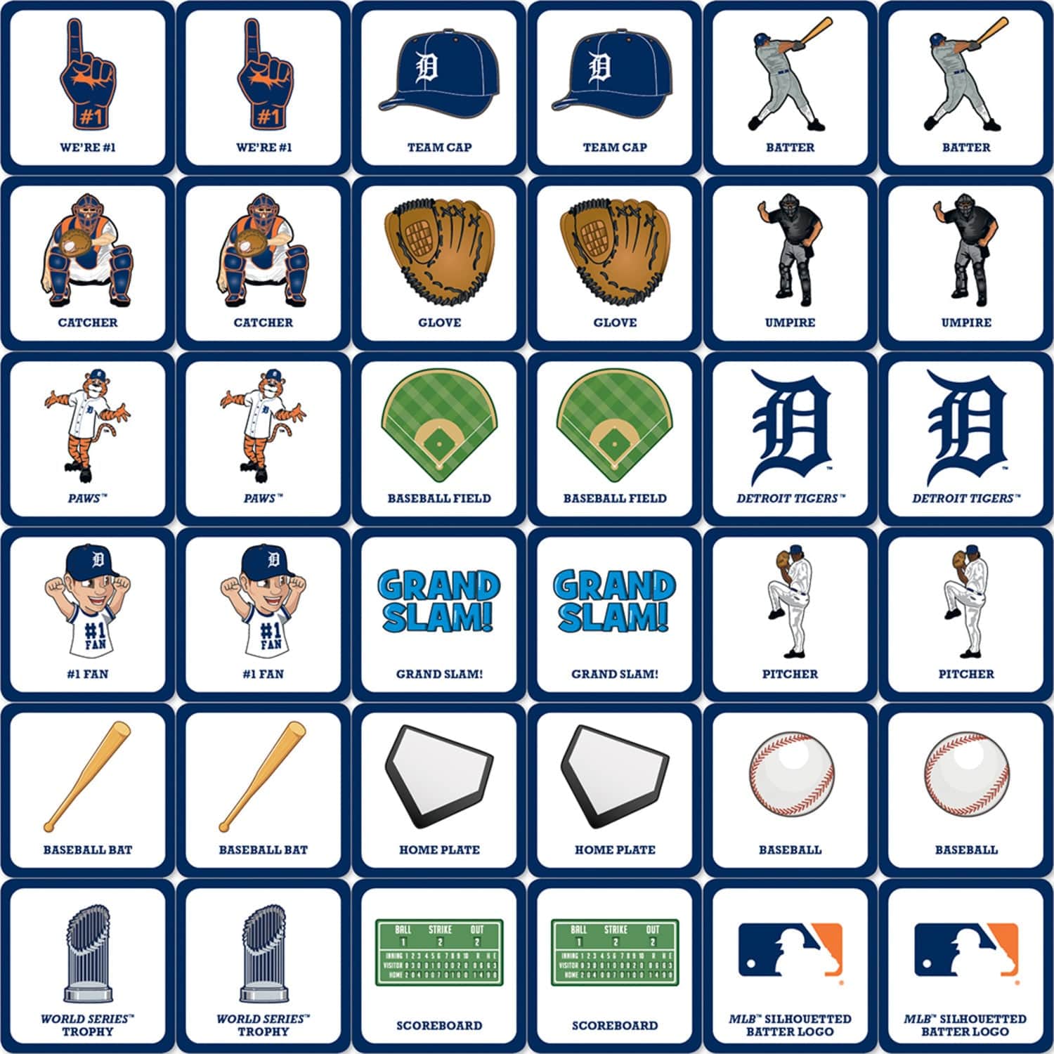 Detroit Tigers Memory Matching Game - Sports Gifts, Sports Memorabilia, Sports Collectibles, Fan Shop