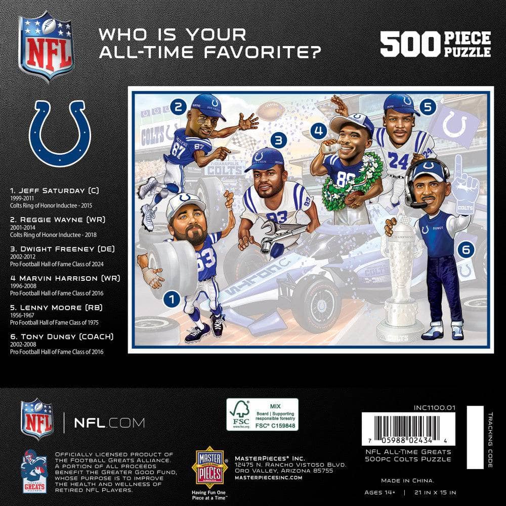 Indianapolis Colts - All-Time Greats 500 Piece Jigsaw Puzzle