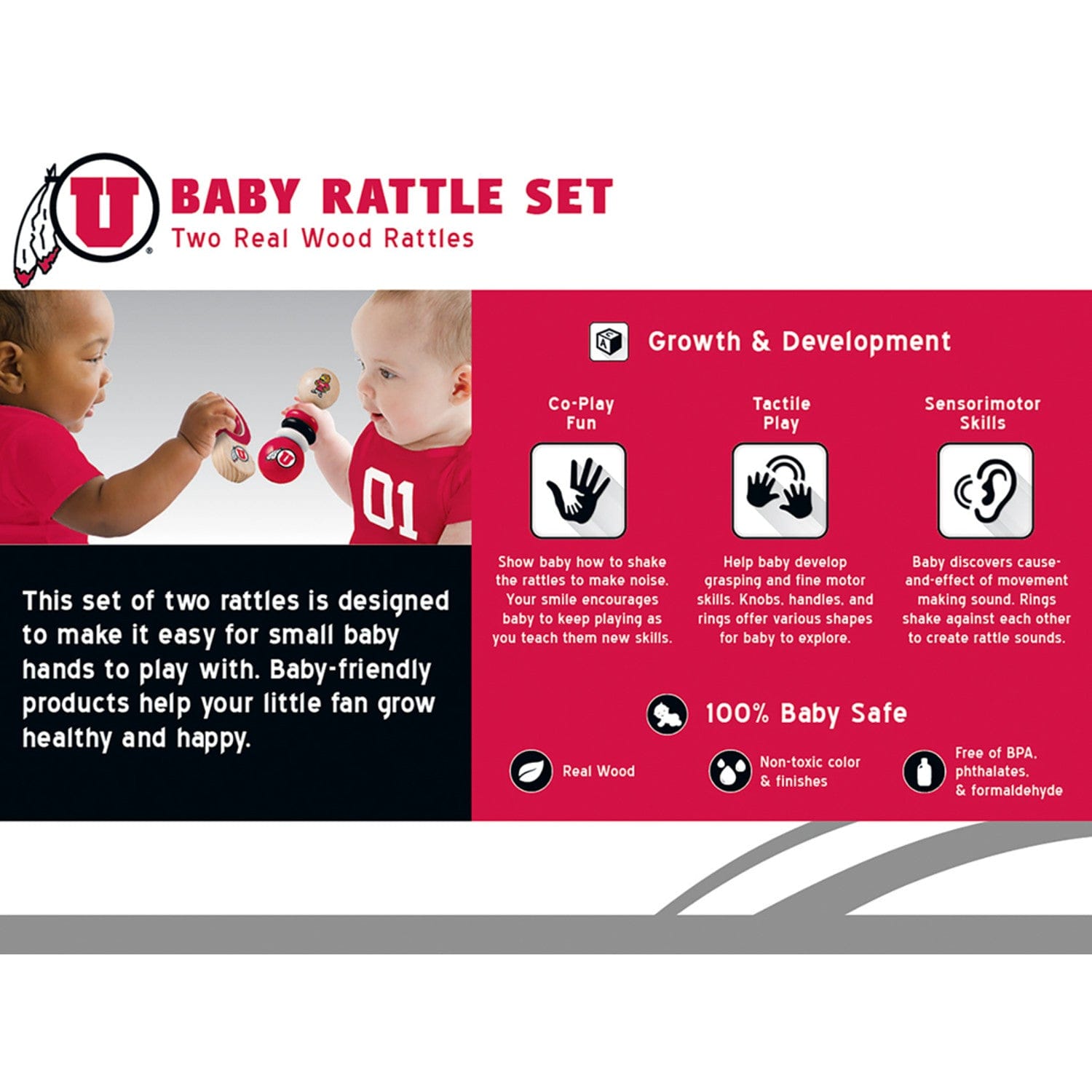 Utah Utes Baby Rattles 2-Pack - Sports Gifts, Sports Memorabilia, Sports Collectibles, Fan Shop