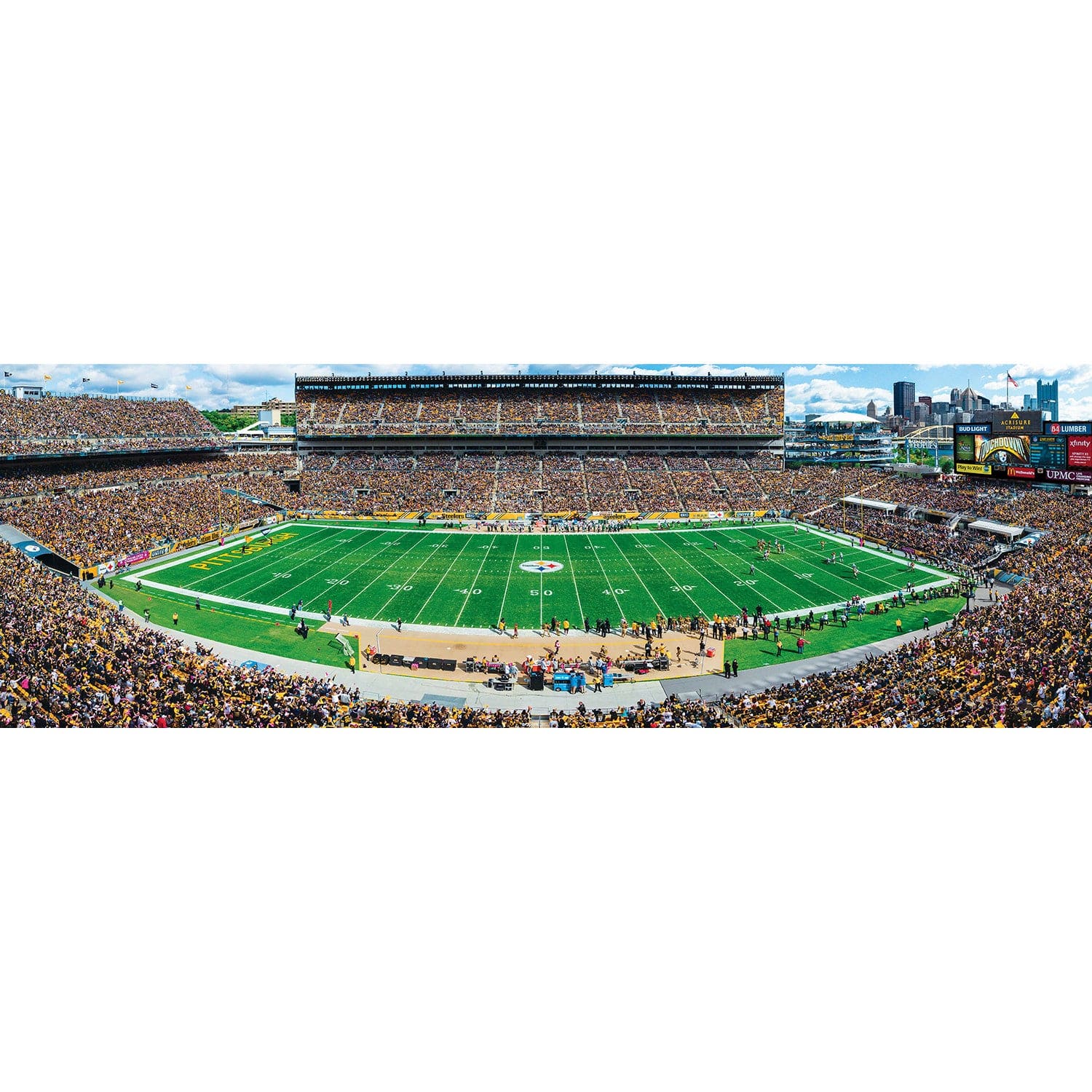 Pittsburgh Steelers 1000 Piece Panoramic Jigsaw Puzzle - Center View - Sports Gifts, Sports Memorabilia, Sports Collectibles, Fan Shop