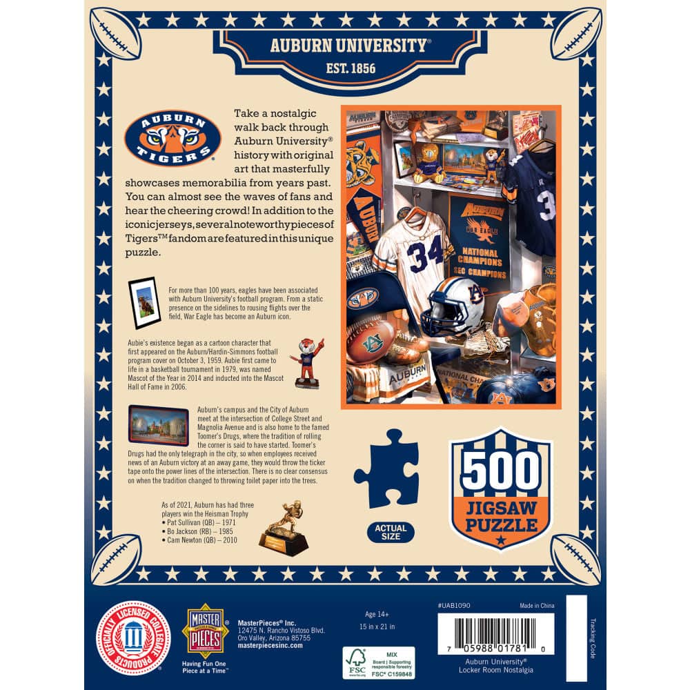 Auburn Tigers 500-Piece Locker Room Jigsaw Puzzle - Sports Gifts, Sports Memorabilia, Sports Collectibles, Fan Shop