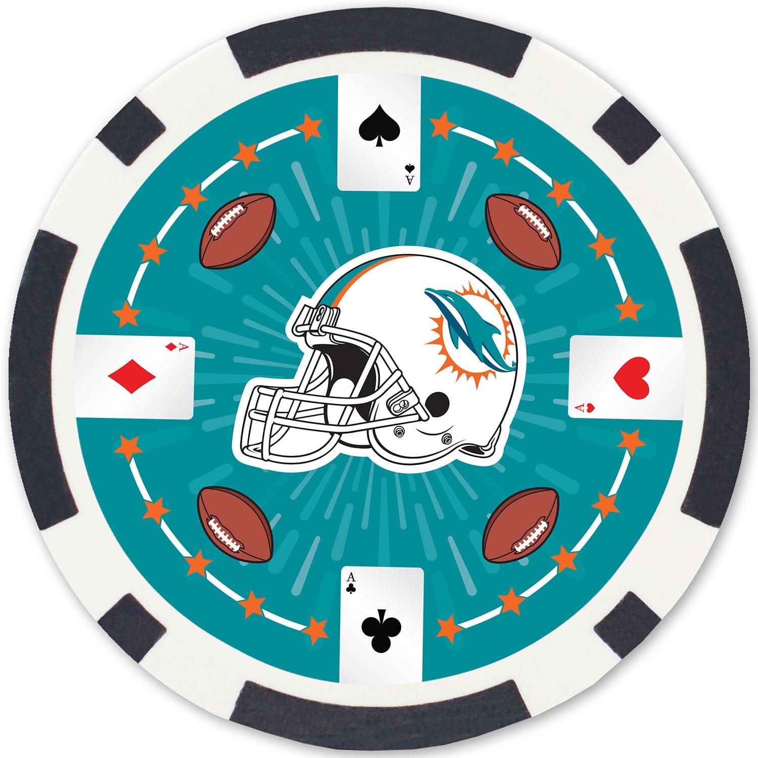 Miami Dolphins 100 Piece Poker Chip Set - Sports Gifts, Sports Memorabilia, Sports Collectibles, Fan Shop
