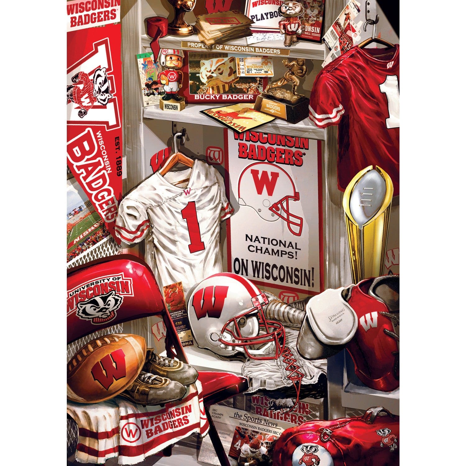 Wisconsin Badgers Locker Room 500 Piece Jigsaw Puzzle - Sports Gifts, Sports Memorabilia, Sports Collectibles, Fan Shop