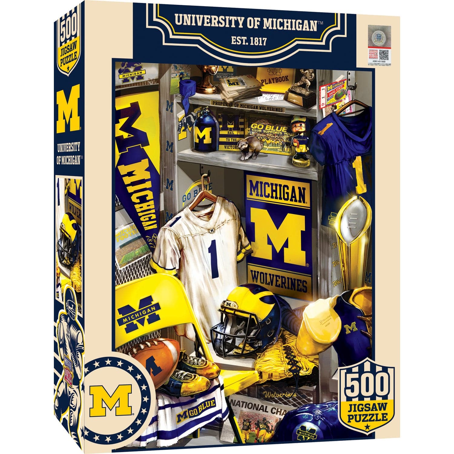 Michigan Wolverines Locker Room 500 Piece Jigsaw Puzzle - Sports Gifts, Sports Memorabilia, Sports Collectibles, Fan Shop