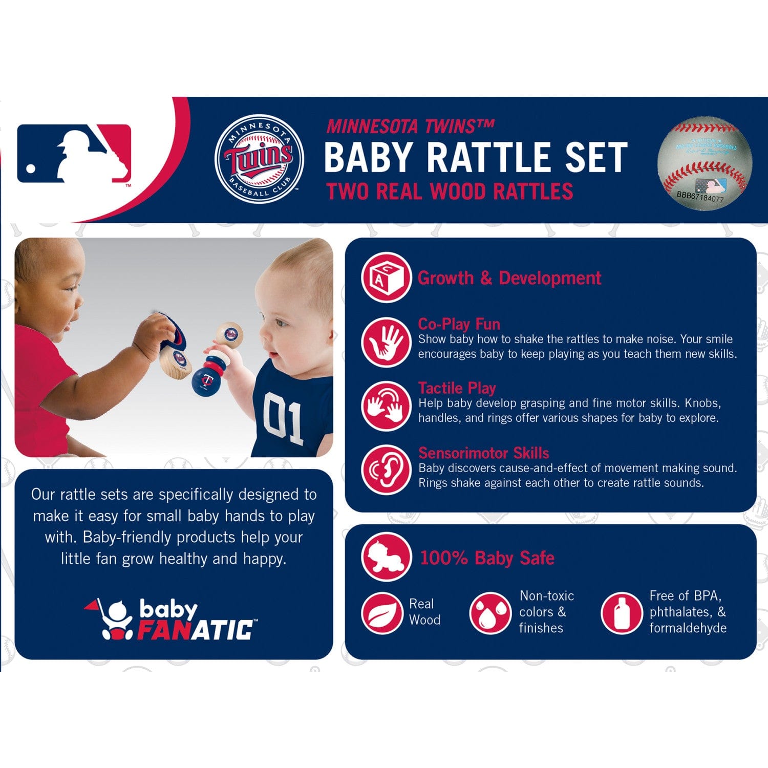 Minnesota Twins Baby Rattles 2-Pack - Perfect for Little Fans! - Sports Gifts, Sports Memorabilia, Sports Collectibles, Fan Shop