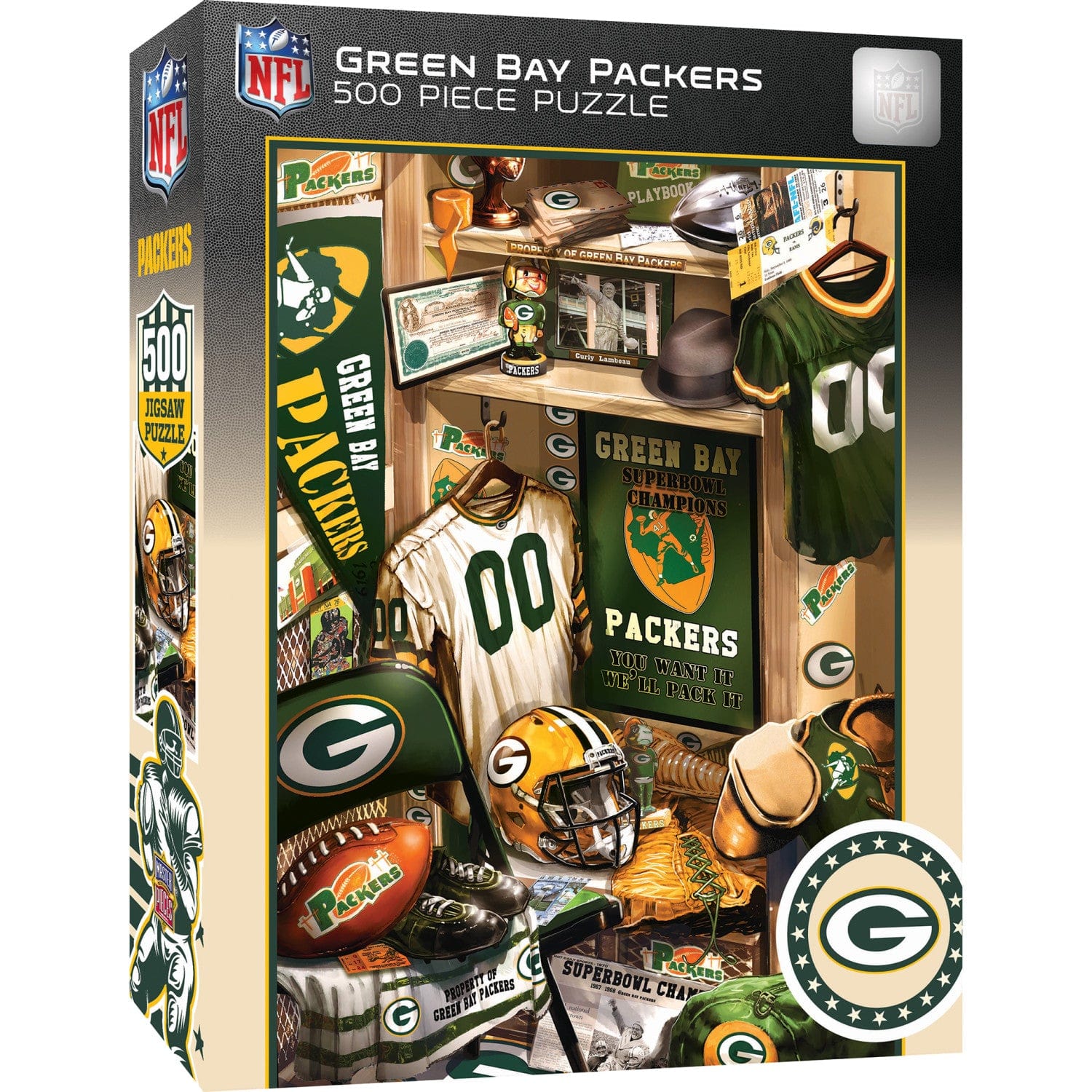 Green Bay Packers Locker Room 500-Piece Jigsaw Puzzle - Sports Gifts, Sports Memorabilia, Sports Collectibles, Fan Shop