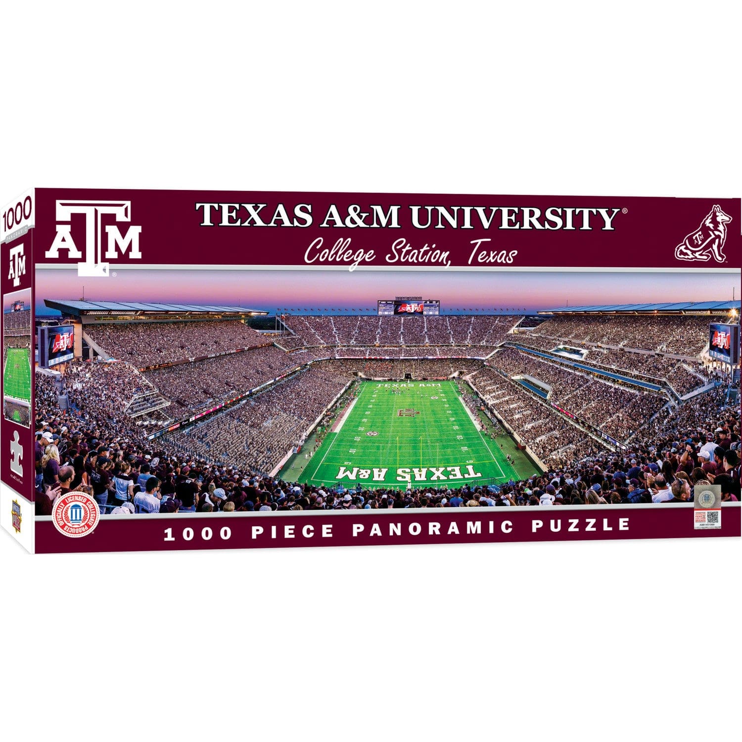 Texas A&M Aggies 1000 Piece Panoramic Jigsaw Puzzle - End View - Sports Gifts, Sports Memorabilia, Sports Collectibles, Fan Shop