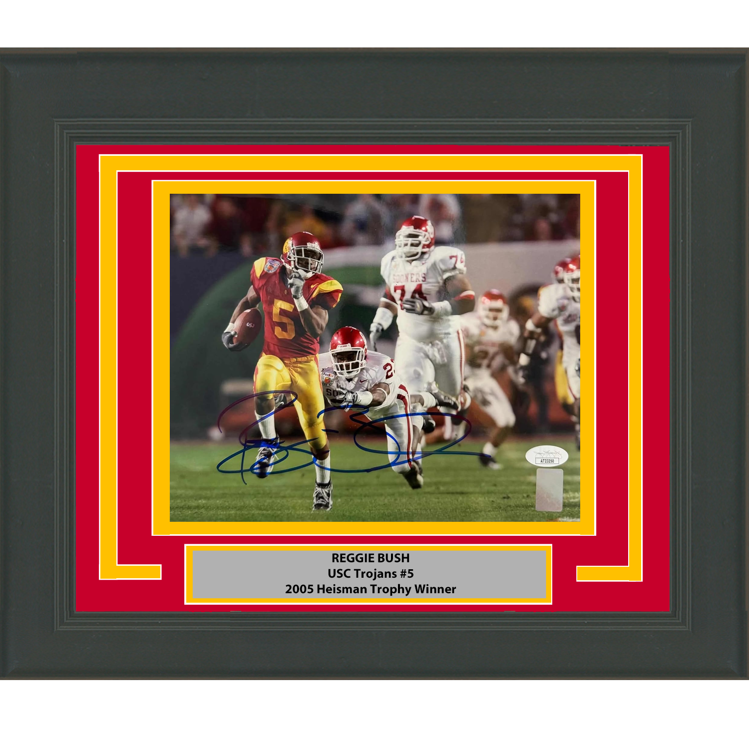 Framed Autographed/Signed Reggie Bush USC Trojans 8x10 College Football Photo JSA COA
