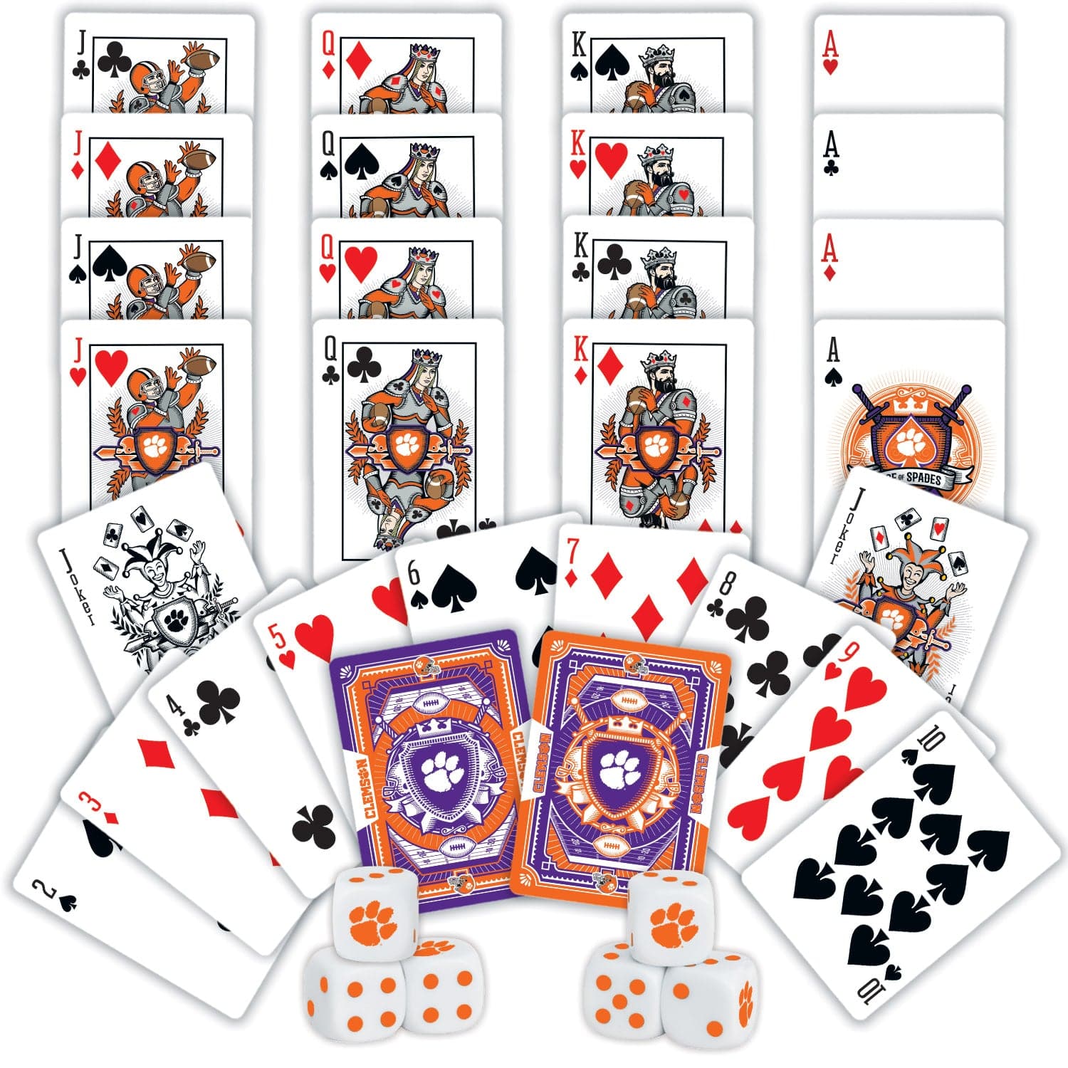 Clemson Tigers 2-Pack Playing Cards and Dice Set - Sports Gifts, Sports Memorabilia, Sports Collectibles, Fan Shop