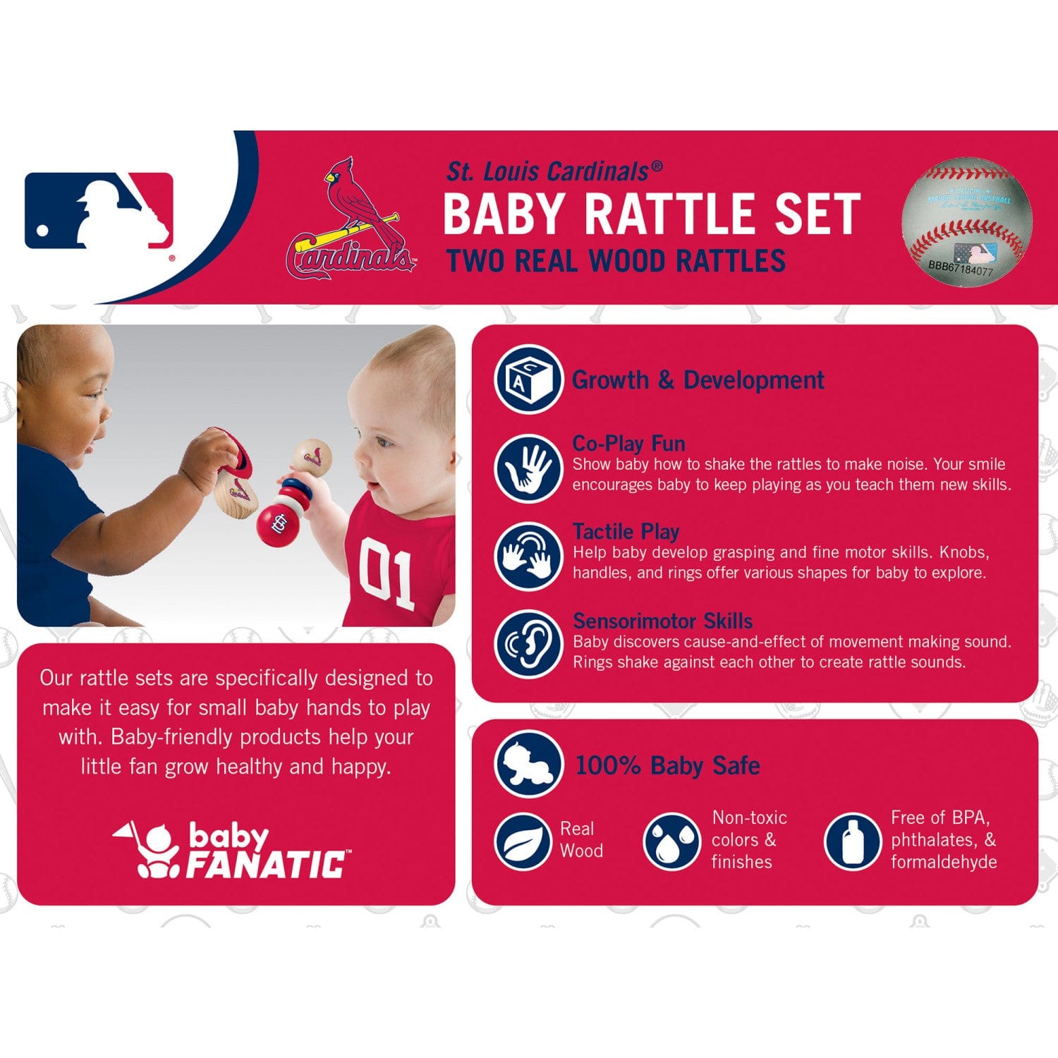 St. Louis Cardinals Baby Rattles 2-Pack - Sports Gifts, Sports Memorabilia, Sports Collectibles, Fan Shop