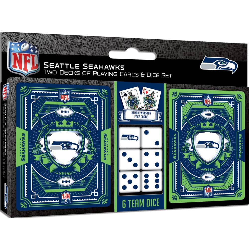 Seattle Seahawks 2-Pack Playing Cards and Dice Set - Sports Gifts, Sports Memorabilia, Sports Collectibles, Fan Shop