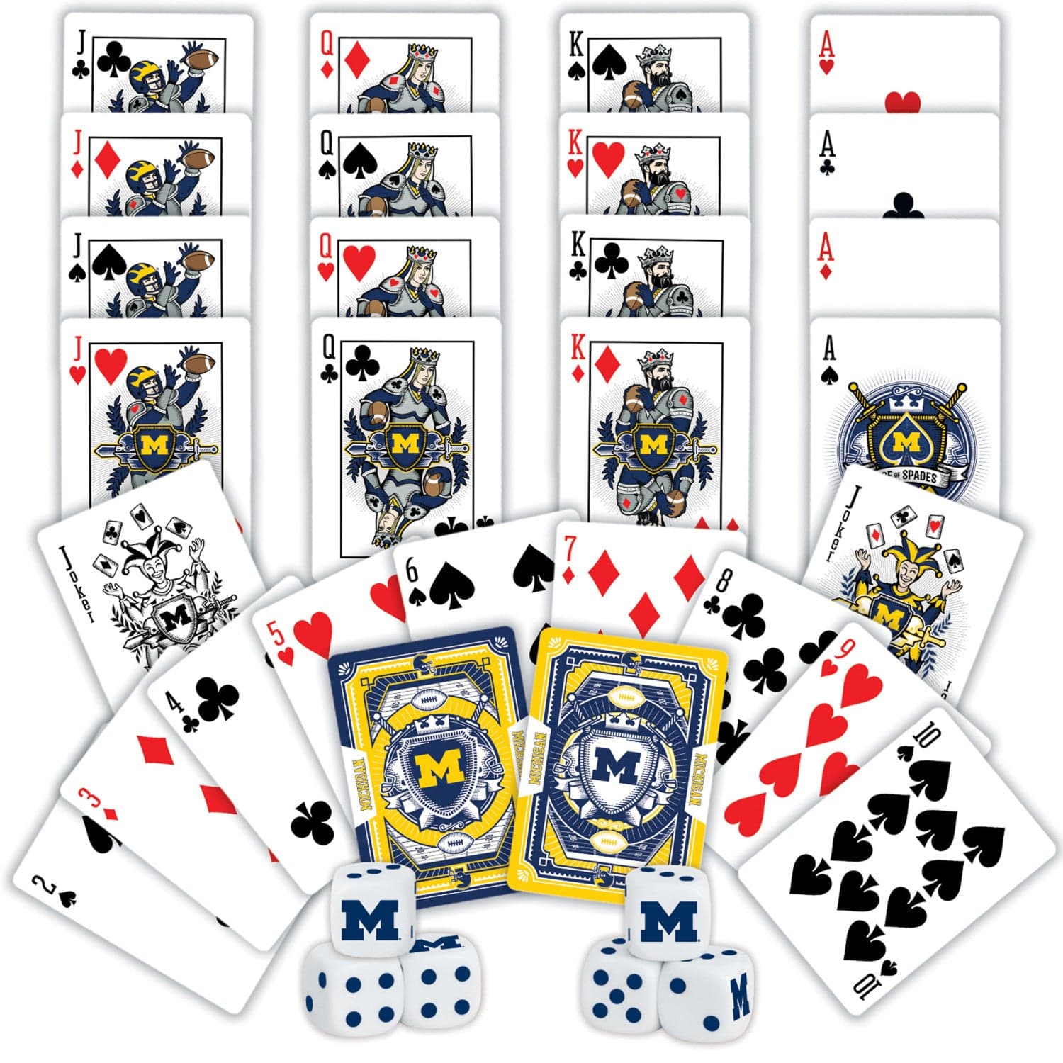Michigan Wolverines 2-Pack Playing Cards and Dice Set - Sports Gifts, Sports Memorabilia, Sports Collectibles, Fan Shop