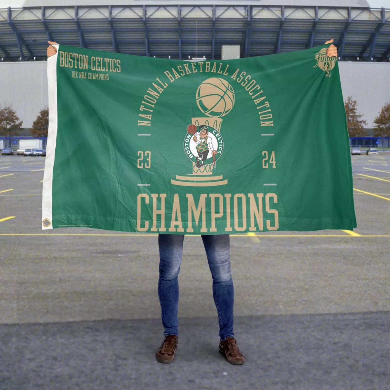Boston Celtics 2023 2024 Champions Grommet Flag - Sports Collectibles, Sports Memorabilia, Sports Fan Shop, Sports Gifts