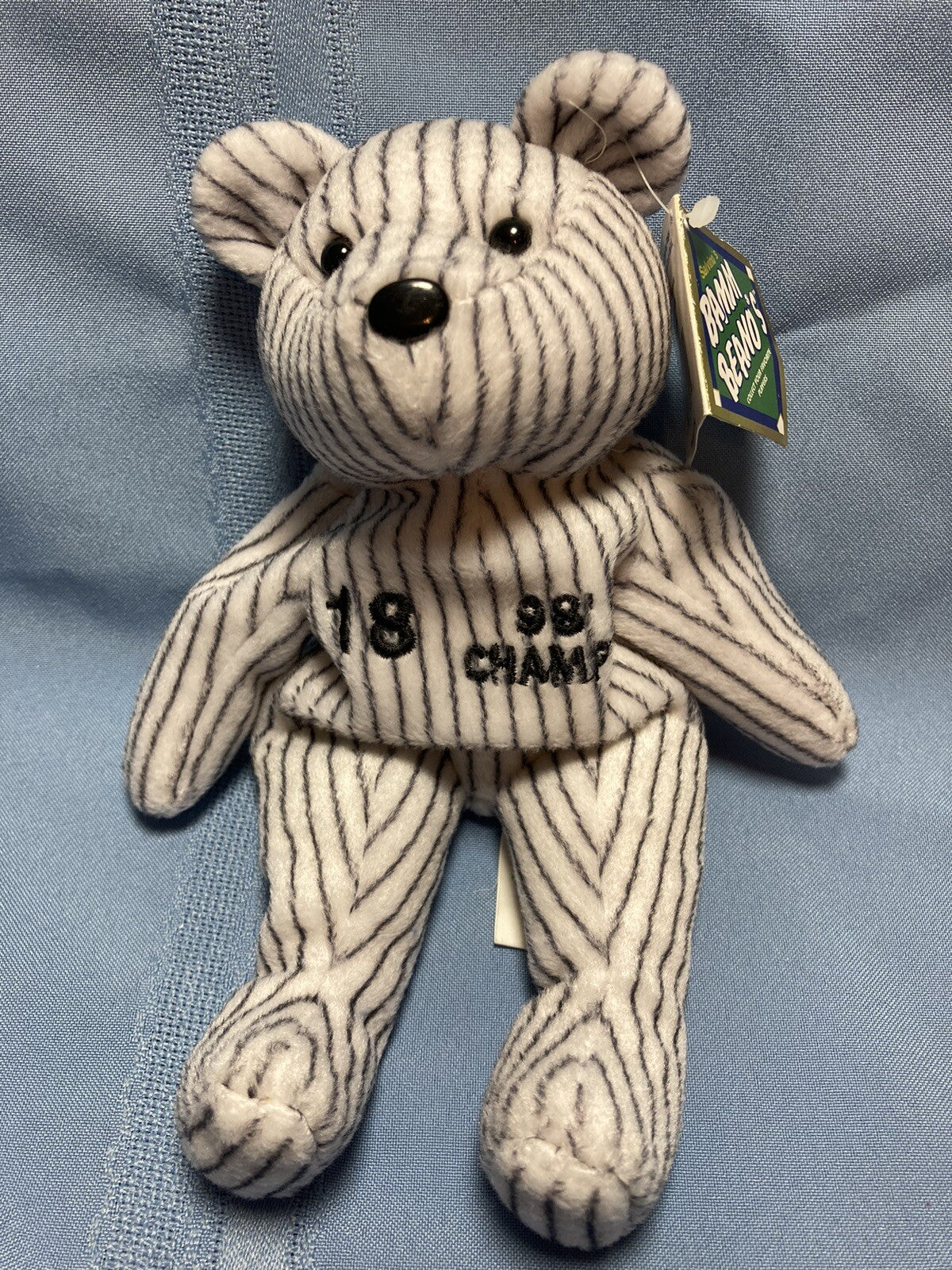 Vintage NY Yankees 98 Champs Bamm Beanos Beanie Plush Bear #18 Scott Brosius - Sports Gifts, Sports Memorabilia, Sports Collectibles, Fan Shop