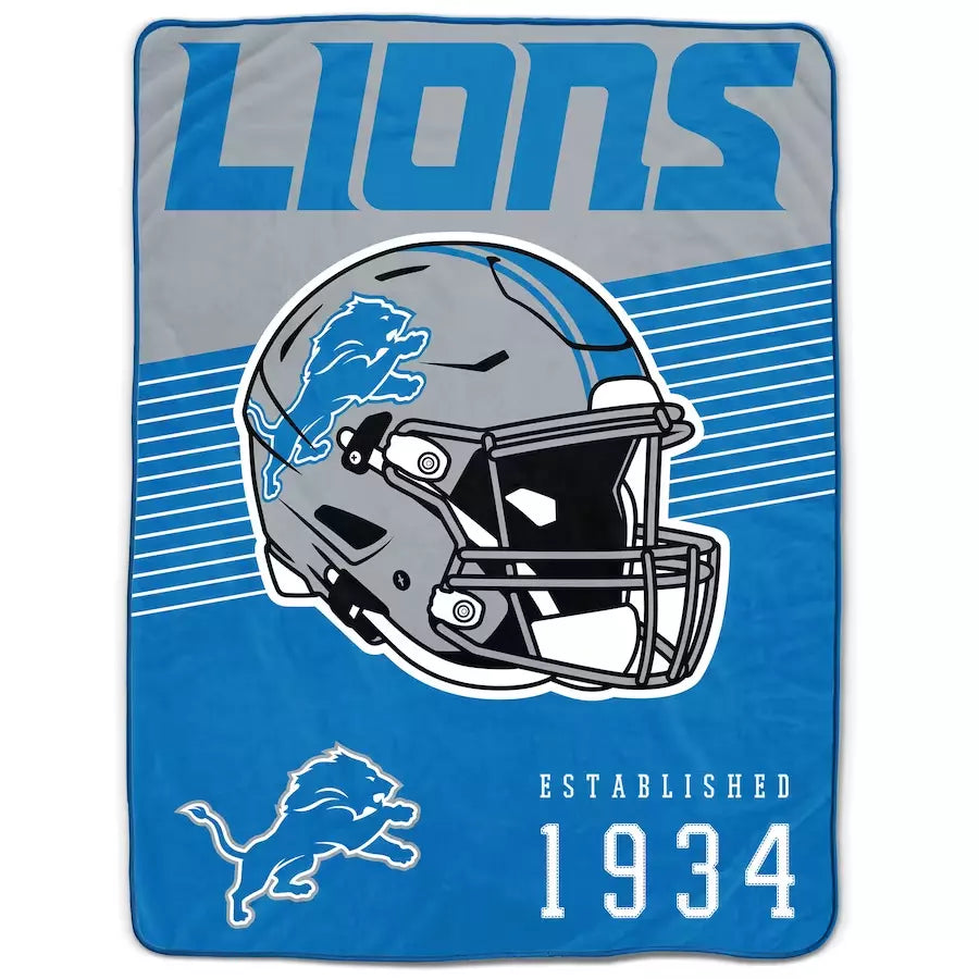 Detroit Lions 60" x 80" Helmet/Hat Stripe Ultra Soft Plush Throw Blanket - Sports Collectibles, Sports Memorabilia, Sports Fan Shop, Sports Gifts