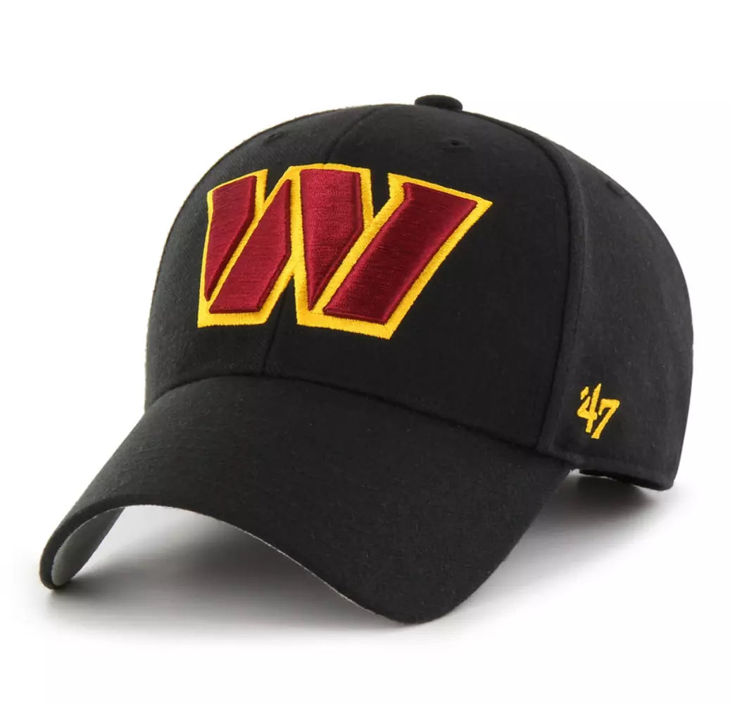 Washington Commanders '47 Brand Black Adjustable MVP Hat - Sports Collectibles, Sports Memorabilia, Sports Fan Shop, Sports Gifts