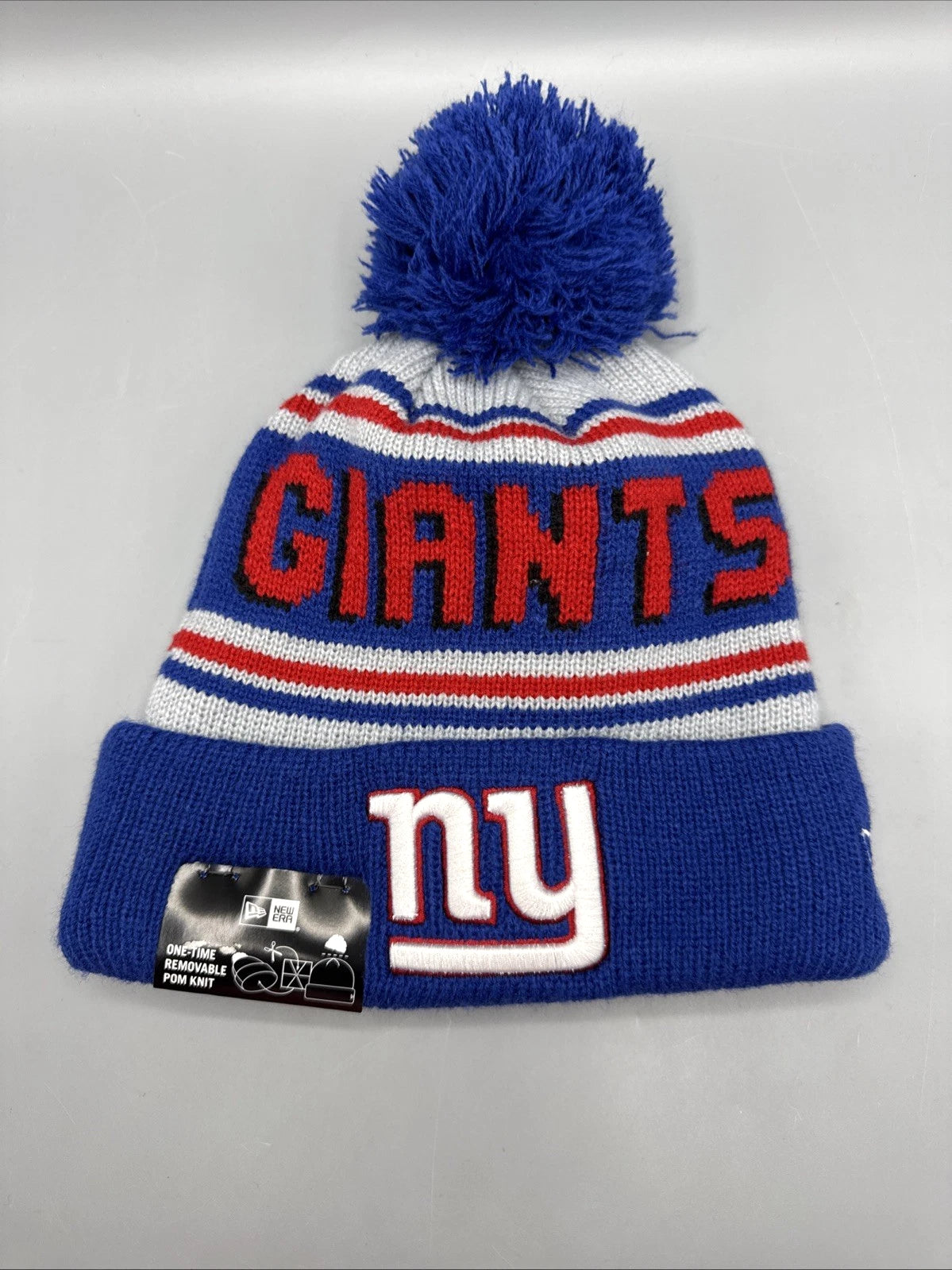 NEW ERA NY Giants Knit Beanie Hat with Removable Pom - Sports Gifts, Sports Memorabilia, Sports Collectibles, Fan Shop